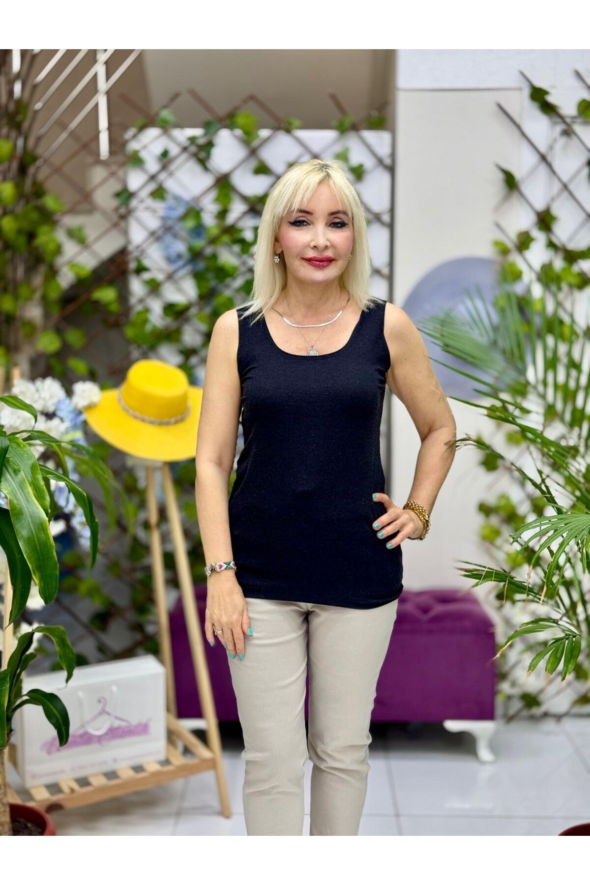 Punta Otantik AY15100 Askılı Basic Penye Bluz Antrasit