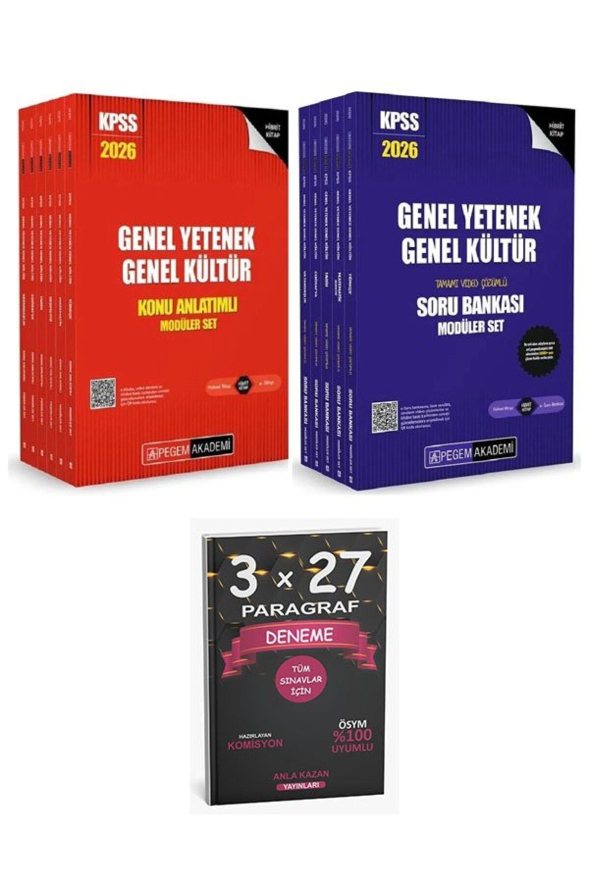 Anla Kazan Yayınları Pegem 2026 KPSS Genel Yetenek Genel Kültür Konu + Soru Bankası Modüler 2 li Set +AnlaKAzan PAragara