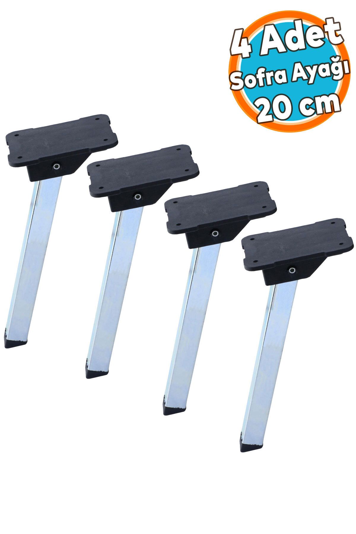 NZB Metal Sofra Ayağı Plastik Siyah Taban Katlanır Yer Sofrası Sini Altı 20 cm (4 Adet)
