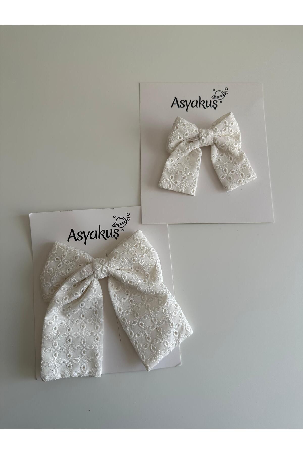 asyakuş Fisto Anneler Günü Beyaz Fiyonk Klips Toka Seti