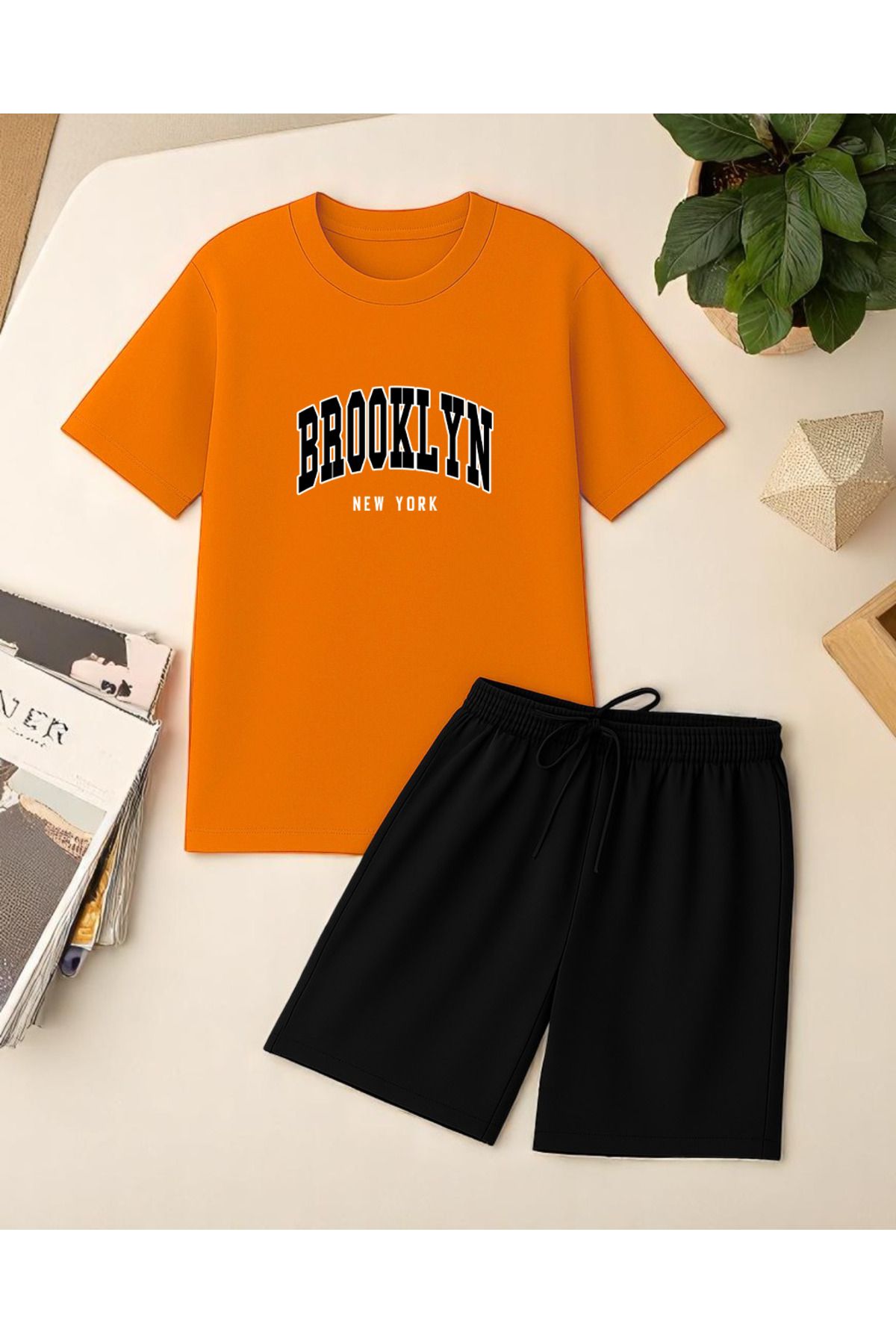 uyguntarz Unisex Brooklyn Baskılı Tasarım Şort Takım