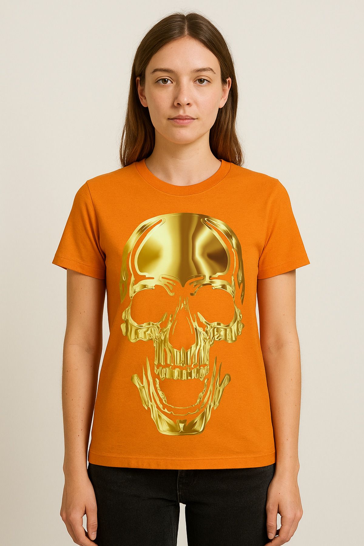 MODA Kısa Kollu Regular Kalıp, Kuru Kada (Skull) Desenli Pamuklu T-shirt