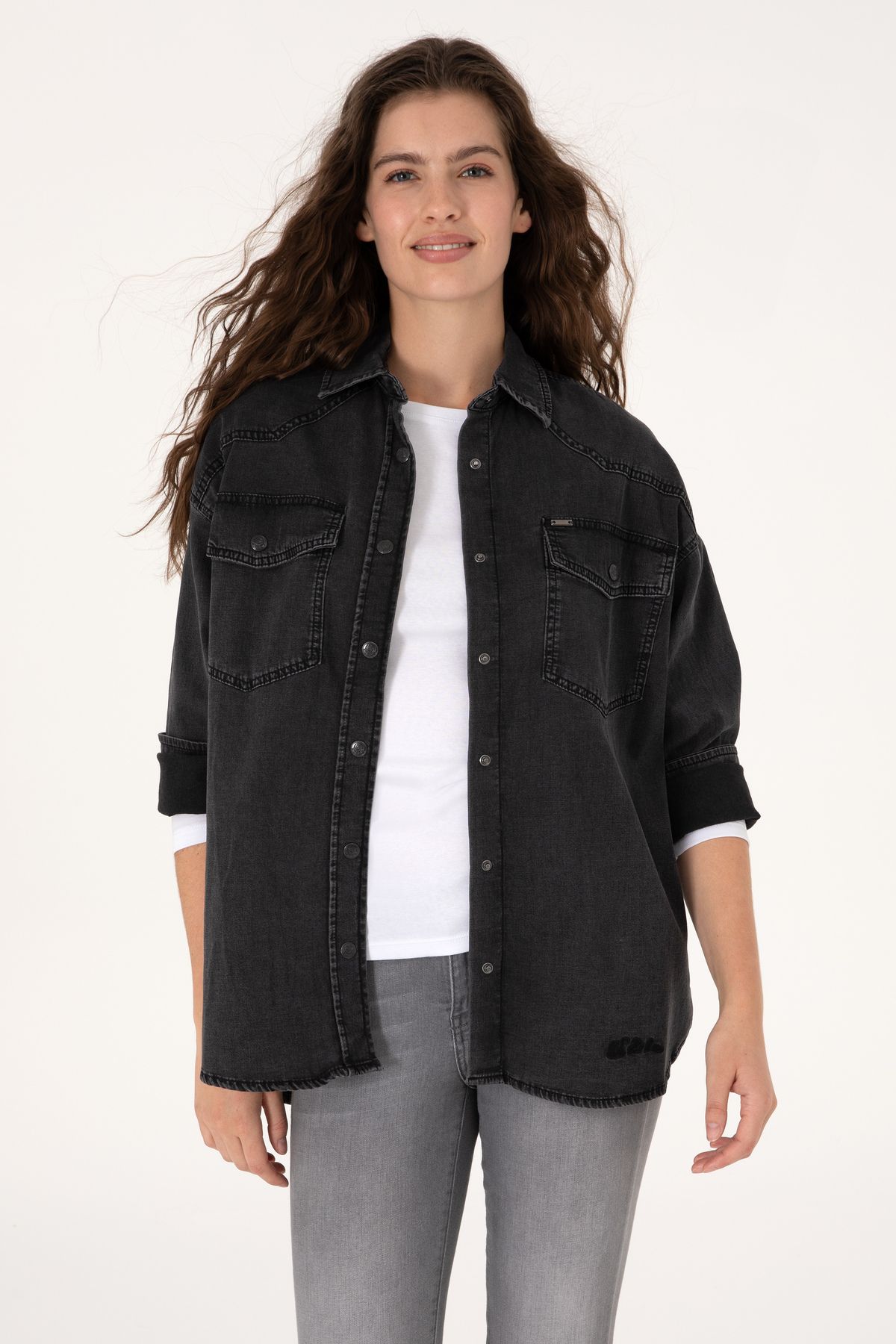 U.S. Polo Assn. Kadın Siyah Jean Gömlek 50304311-DN0027