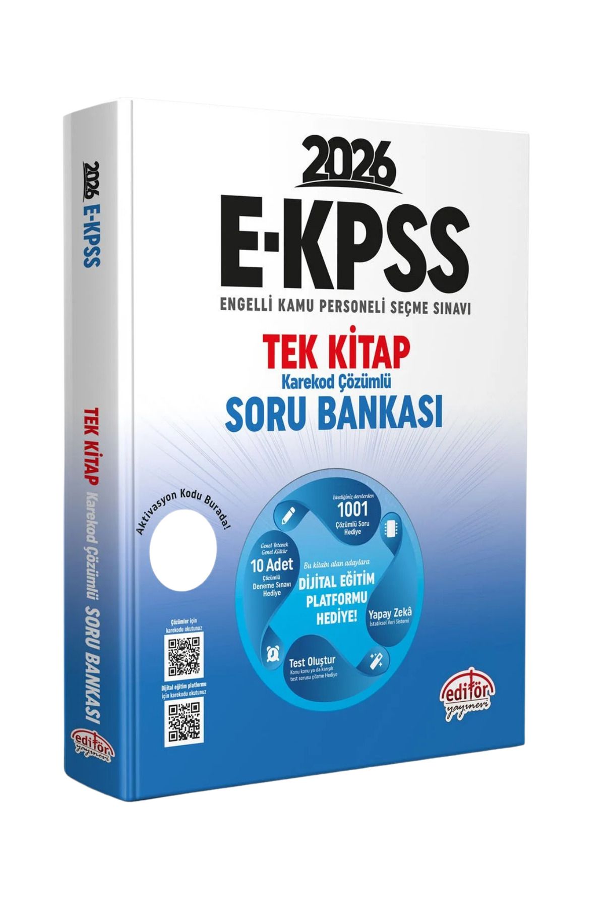 Editör Yayınevi 2026 E-KPSS Tek Kitap Karekod Çözümlü Soru Bankası-10 Adet Çözümlü Deneme Hediye-YEP YENİ