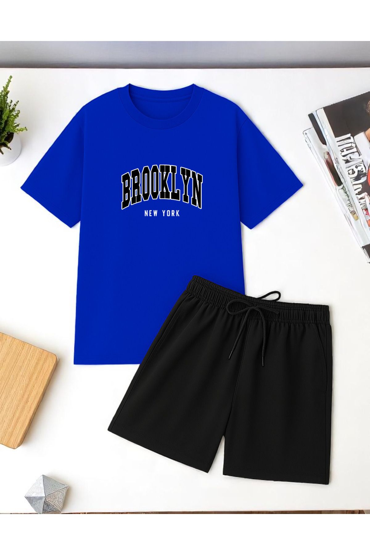uyguntarz Unisex Brooklyn Baskılı Tasarım Şort Takım