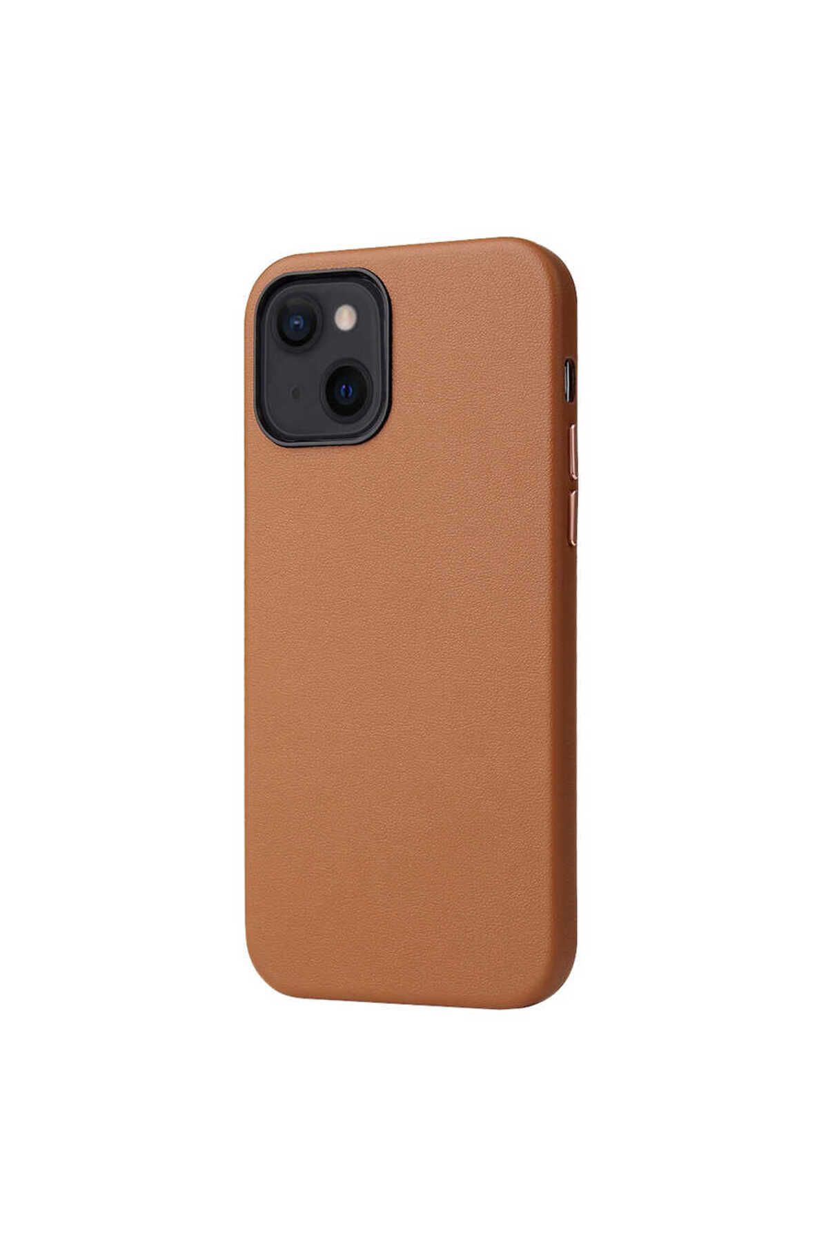 halkhouse İphone 13 Kılıf Deri Görünümlü İz Yapmaz Slim Fit Şık Lüks Eyzi Kapak