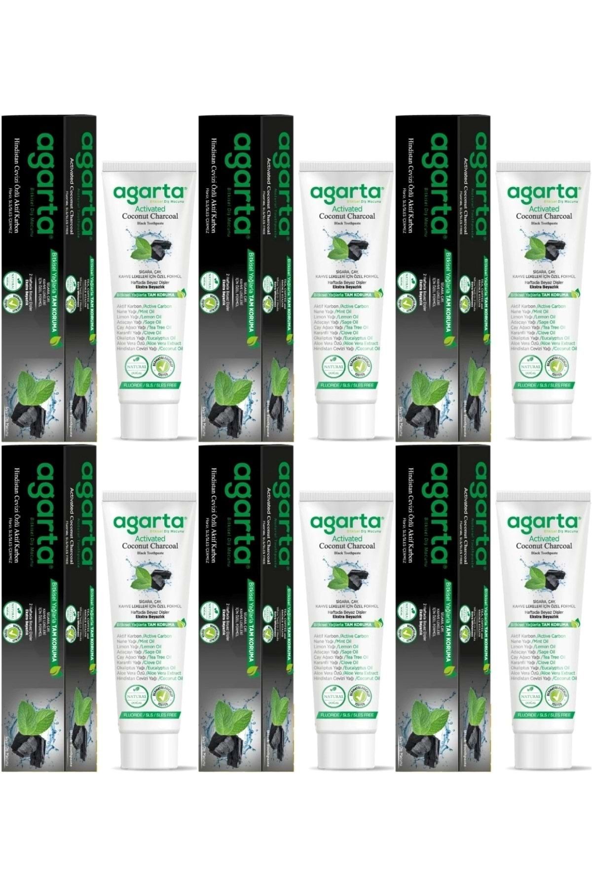 Agarta Doğal Diş Macunu 100ML Aktif Karbonlu (6 Lı Set)