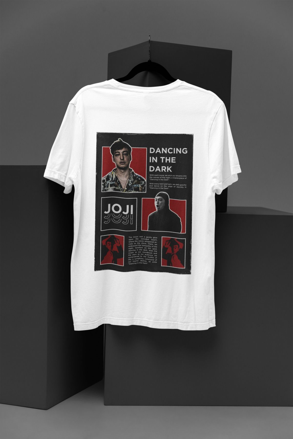 MAGORS JOJI SIRT BASKILI BİSİKLET YAKA PAMUKLU OVERSIZE KALIP KISA KOLLU KADIN VE ERKEK TSHIRT