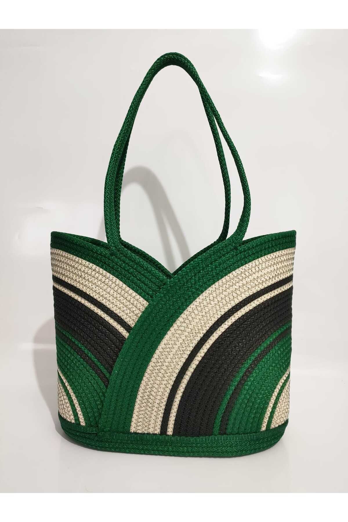Ezo Beach, Handmade Yeşil el çantası, El yapımı plaj çantası, Kadın tasarım kol çantası, Günlük çanta