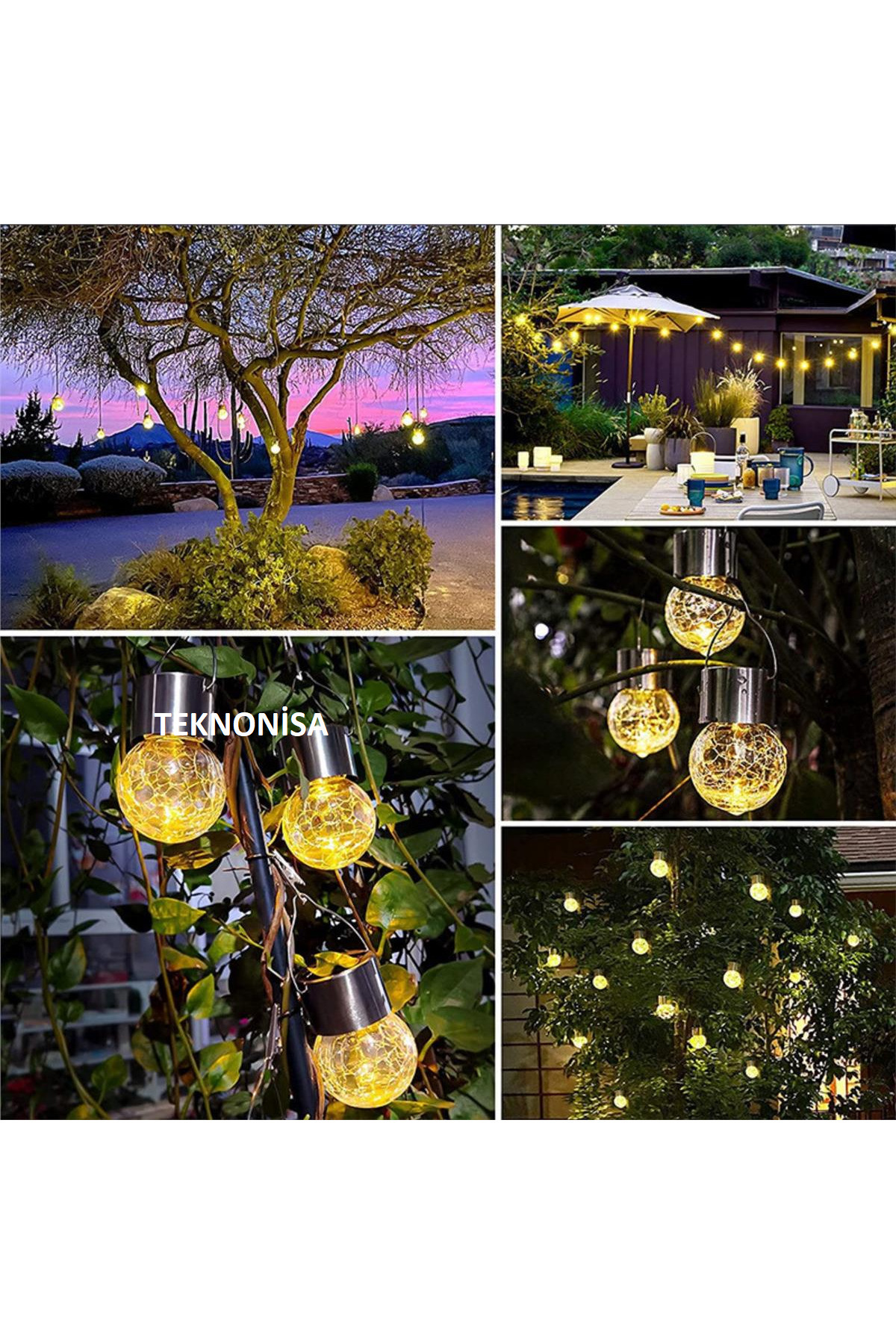 teknonisa 3 Lü Sarkıt Günerş Enerjili gün ışığı Solar Bahçe Aydınlatması Ampül Görünümlü