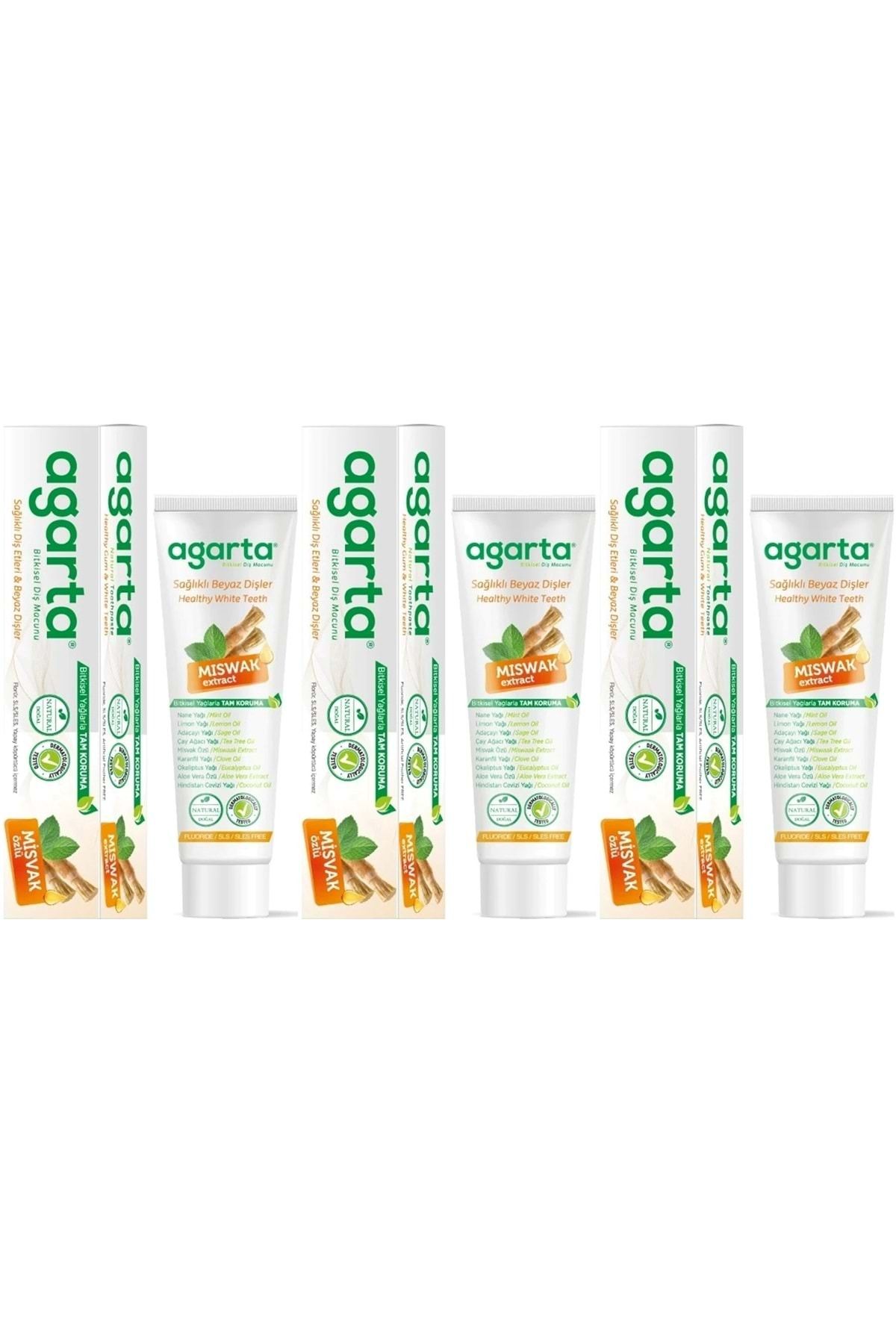 Agarta Doğal Diş Macunu 100ML Misvak özlü (3 Lü Set)