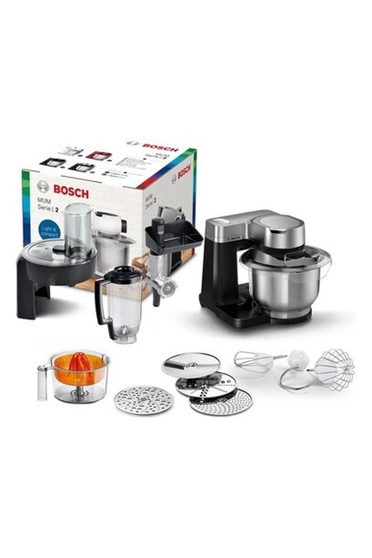 Bosch Siyah Premium Hamur Yoğurma Kıyma Çekme ve Blender Aparatlı Çok Fonksiyonlu Mutfak Robotu 50 Hz / 6