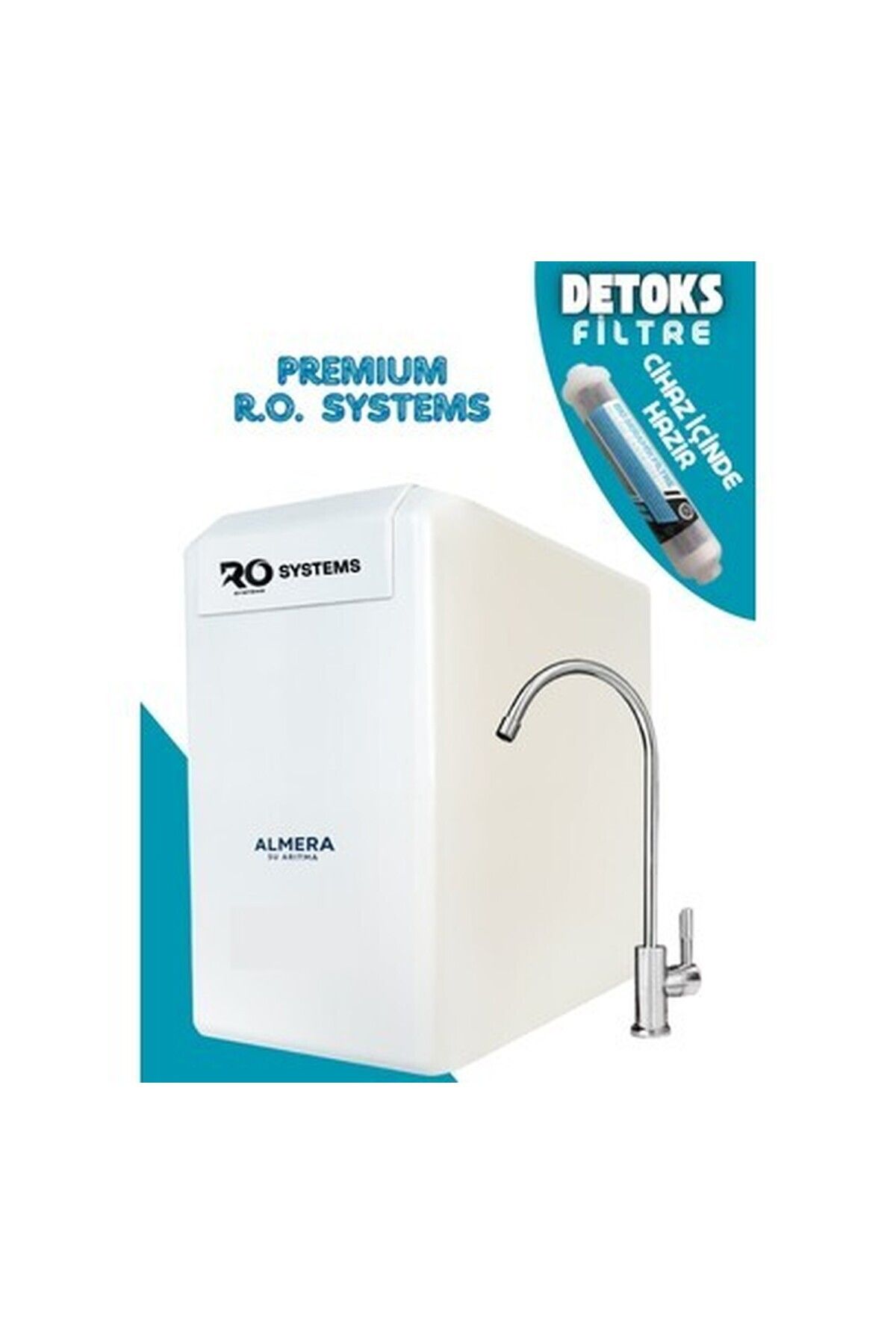 ALMERA SU ARITMA 5 Aşamalı Premium Su Arıtma Cihazı Ro Systems 8 Lt Ekstra Mineralli Çelik Tanklı