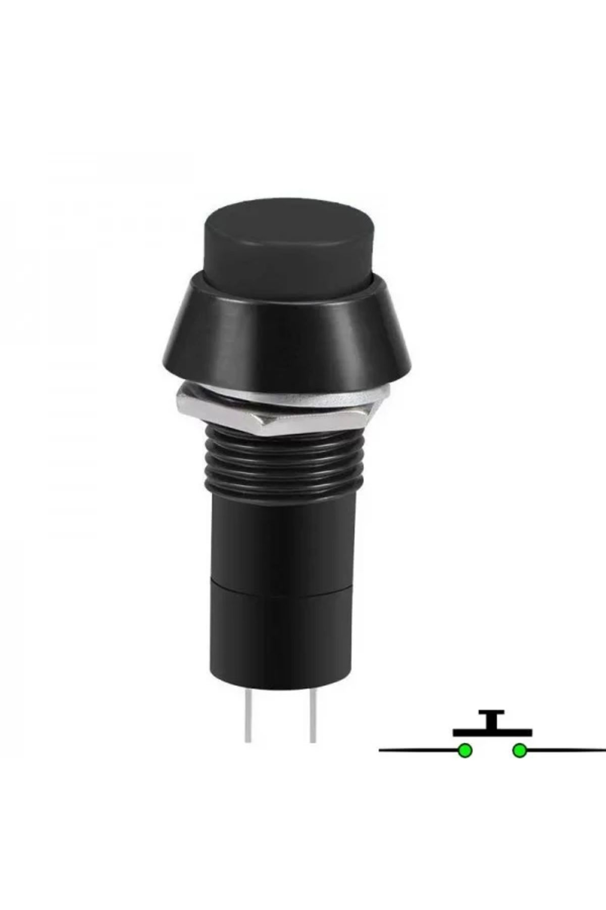 TIEE 12mm Push Buton - Normali Açık - Kilitlemeli ON-OFF - SiYAH