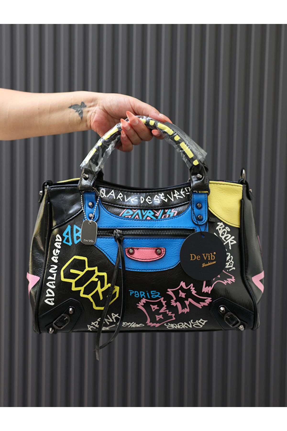 EVASAMLİSHOESBAG Balenciaga City Klasik Grafiti Çanta Siyah