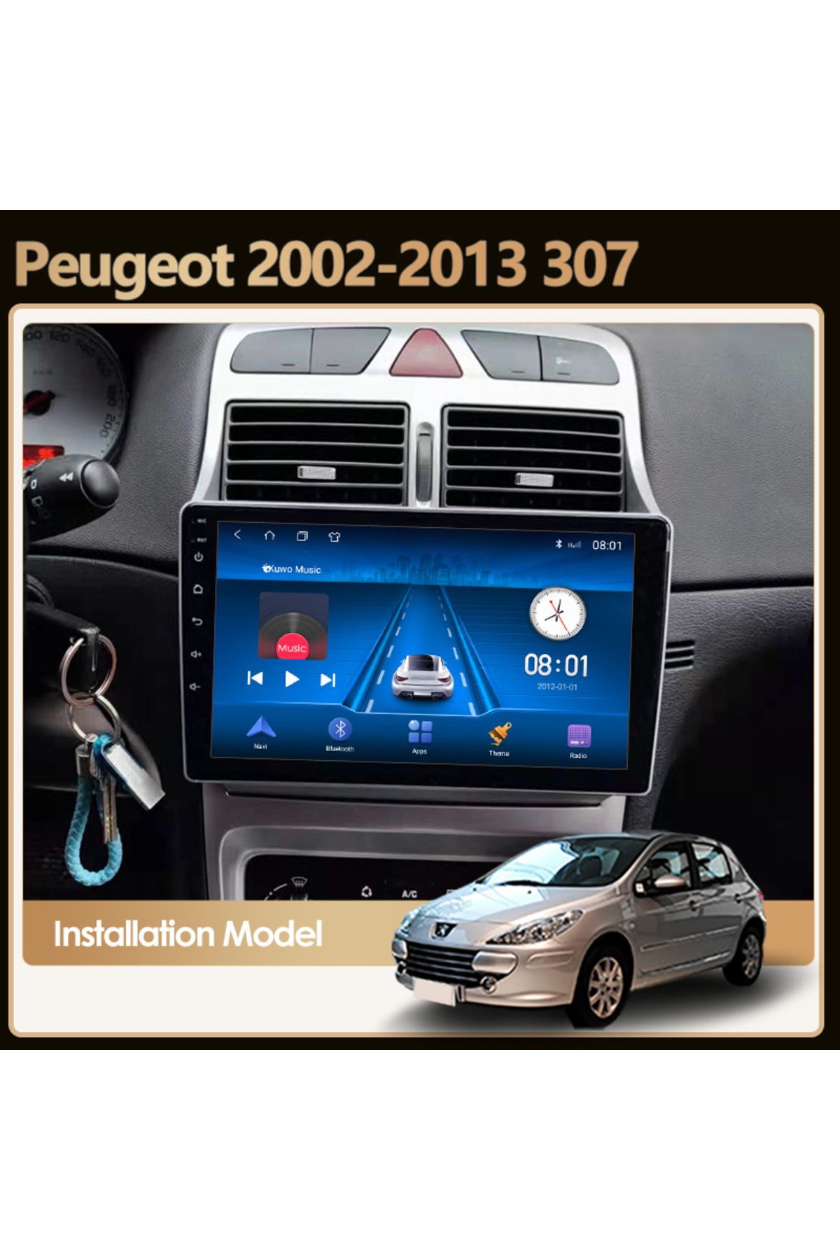 SOUNDCİTY PEUGEOT 307 2002-2013 UYUMLU MULTİMEDYA CARPLAY EKRAN SETİ 2 GB RAM 32 HAFIZALI
