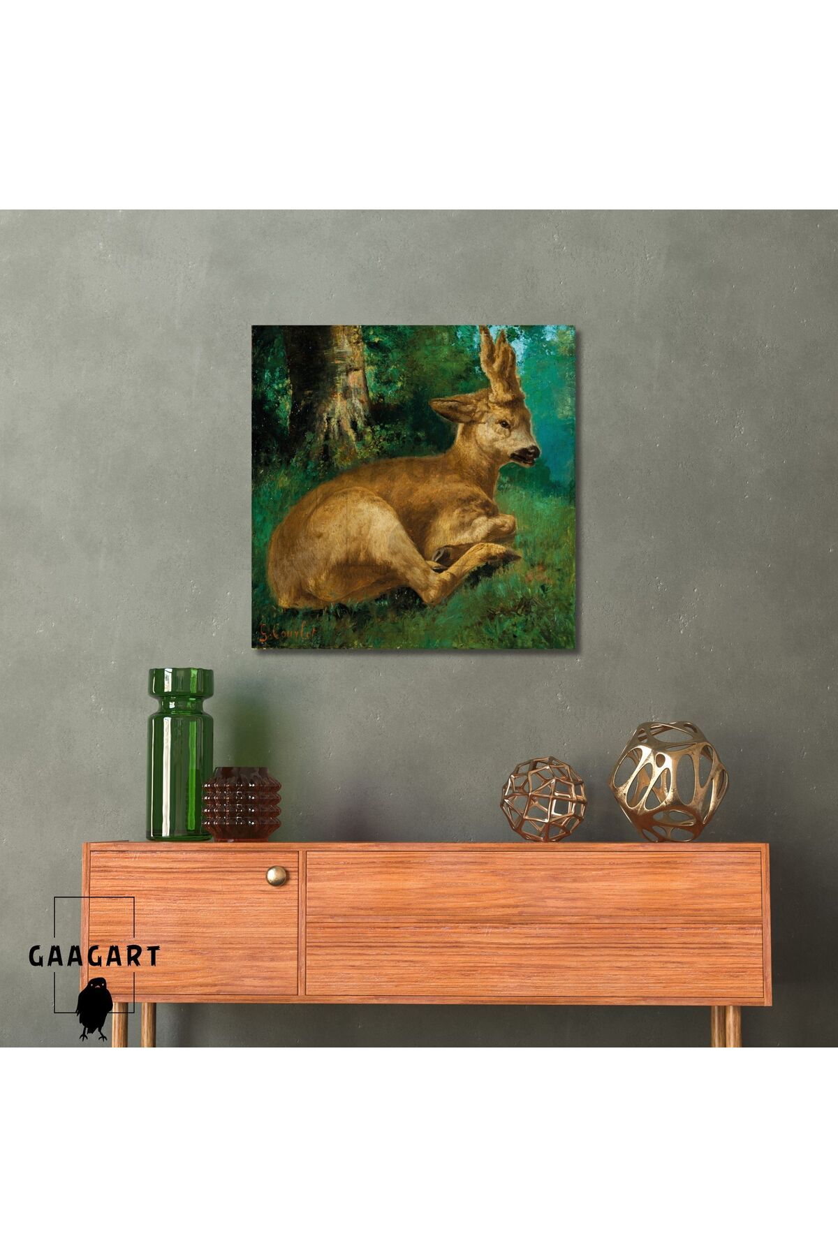 GAAGART Kare Kanvas Tablo Ünlü Eserler Gustave Courbet-Roebuck