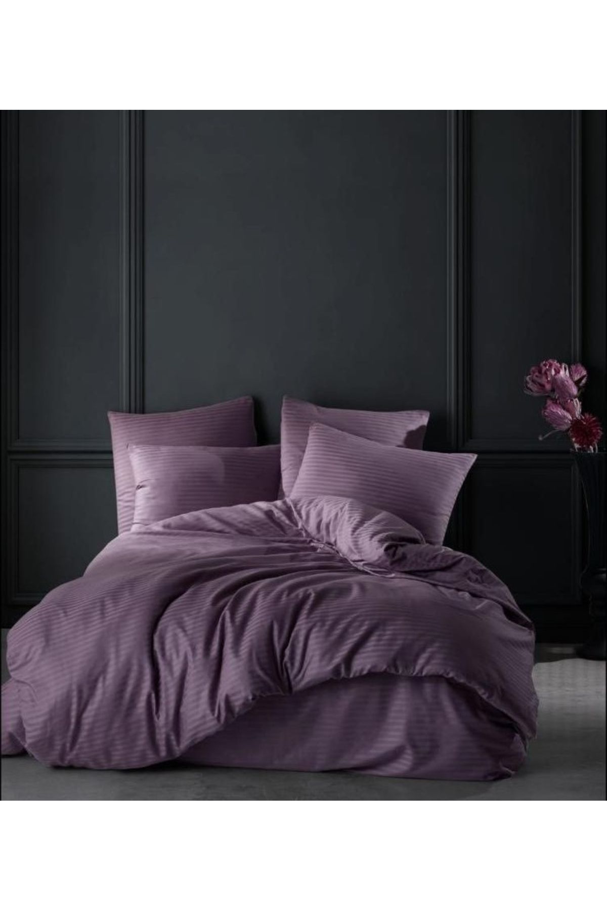 Elvira Home Collection Eh Çift Kişilik Çizgili %100 Pamuk Saten 4 Parça Nevresim Takımı