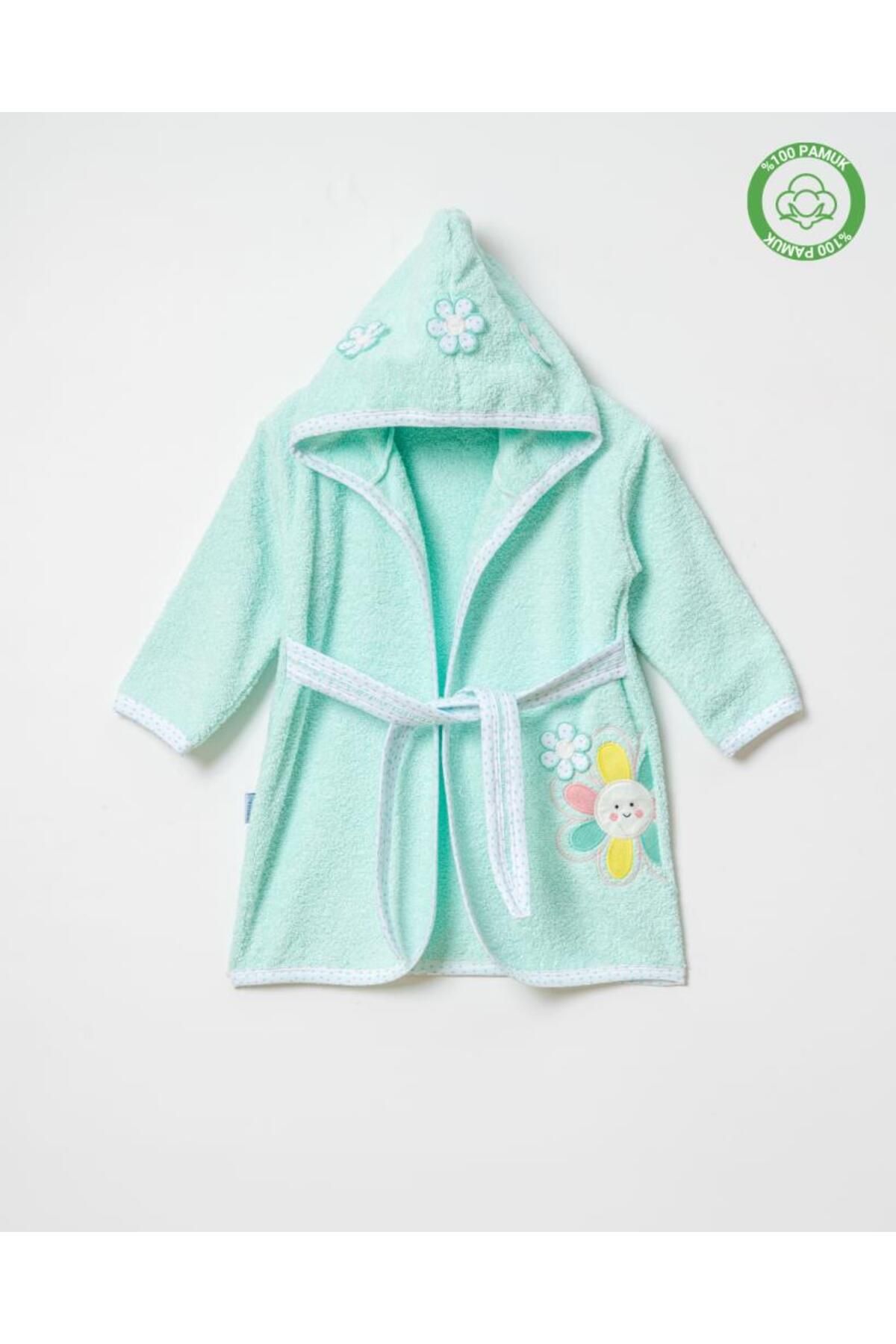ankibaby Çiçekli Bornoz Mint