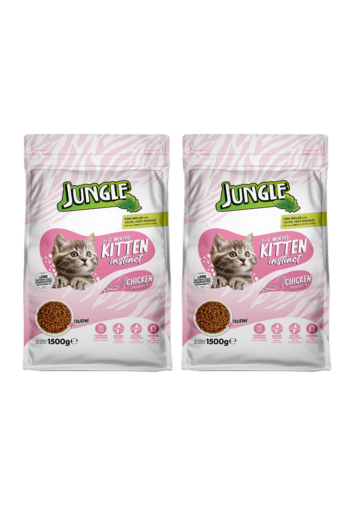 Jungle 1,5 KG KURU KEDİ MAMASI YAVRU TAVUKLU 2'Lİ