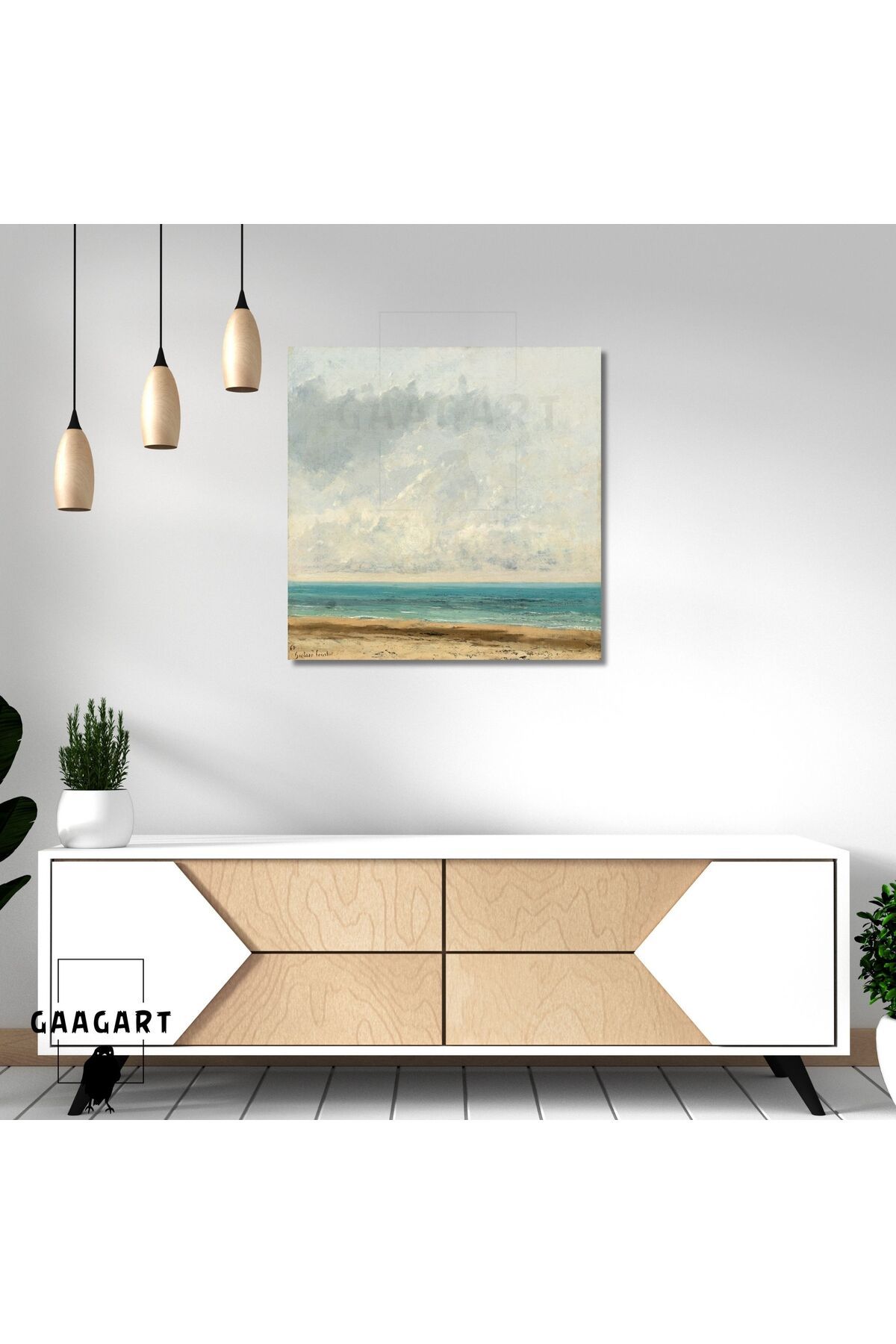 GAAGART Kare Kanvas Tablo Ünlü Eserler Gustave Courbet-Calm Sea (1866)