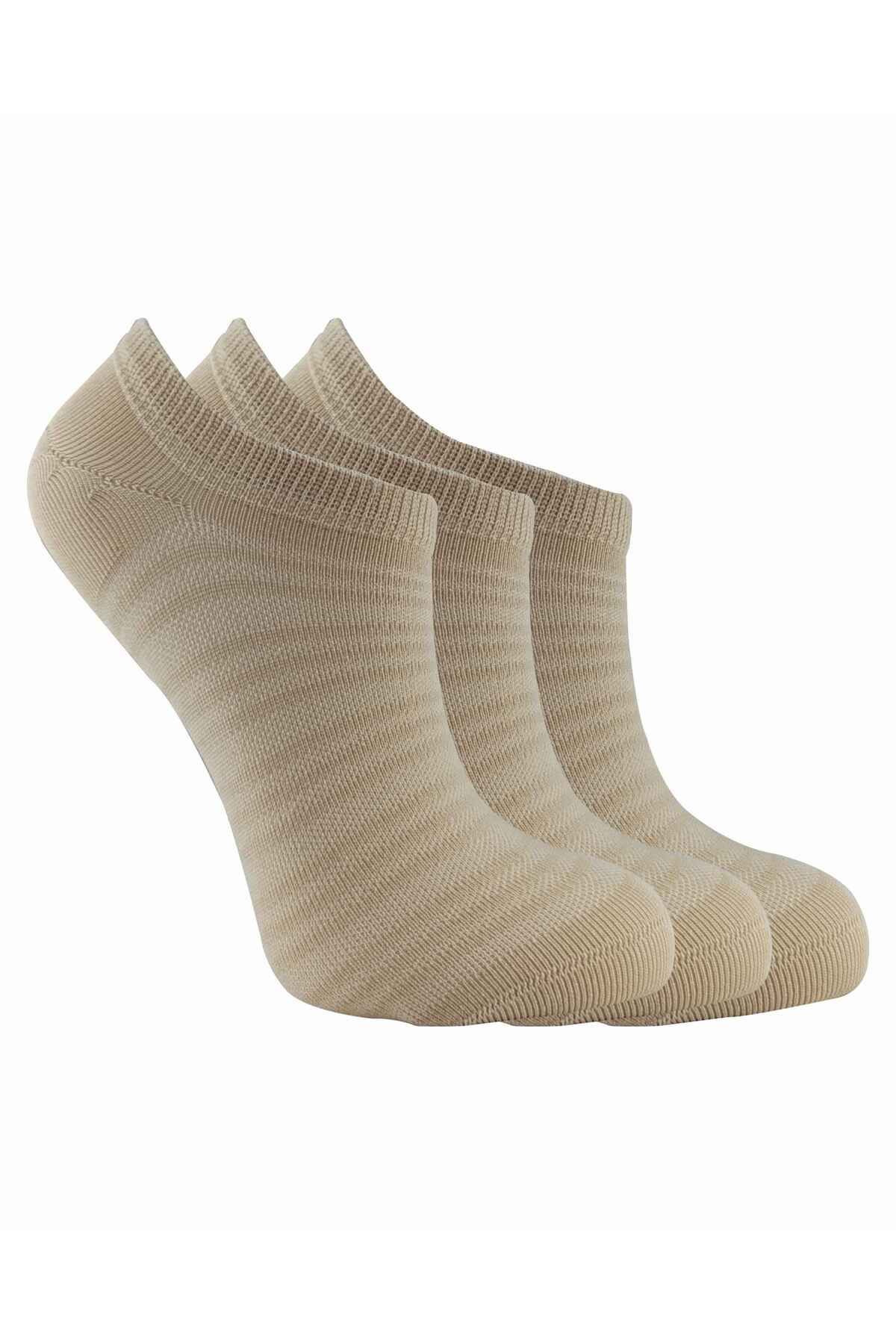 modasocks Sneakers 3 Çift Bej Kadın Çorap