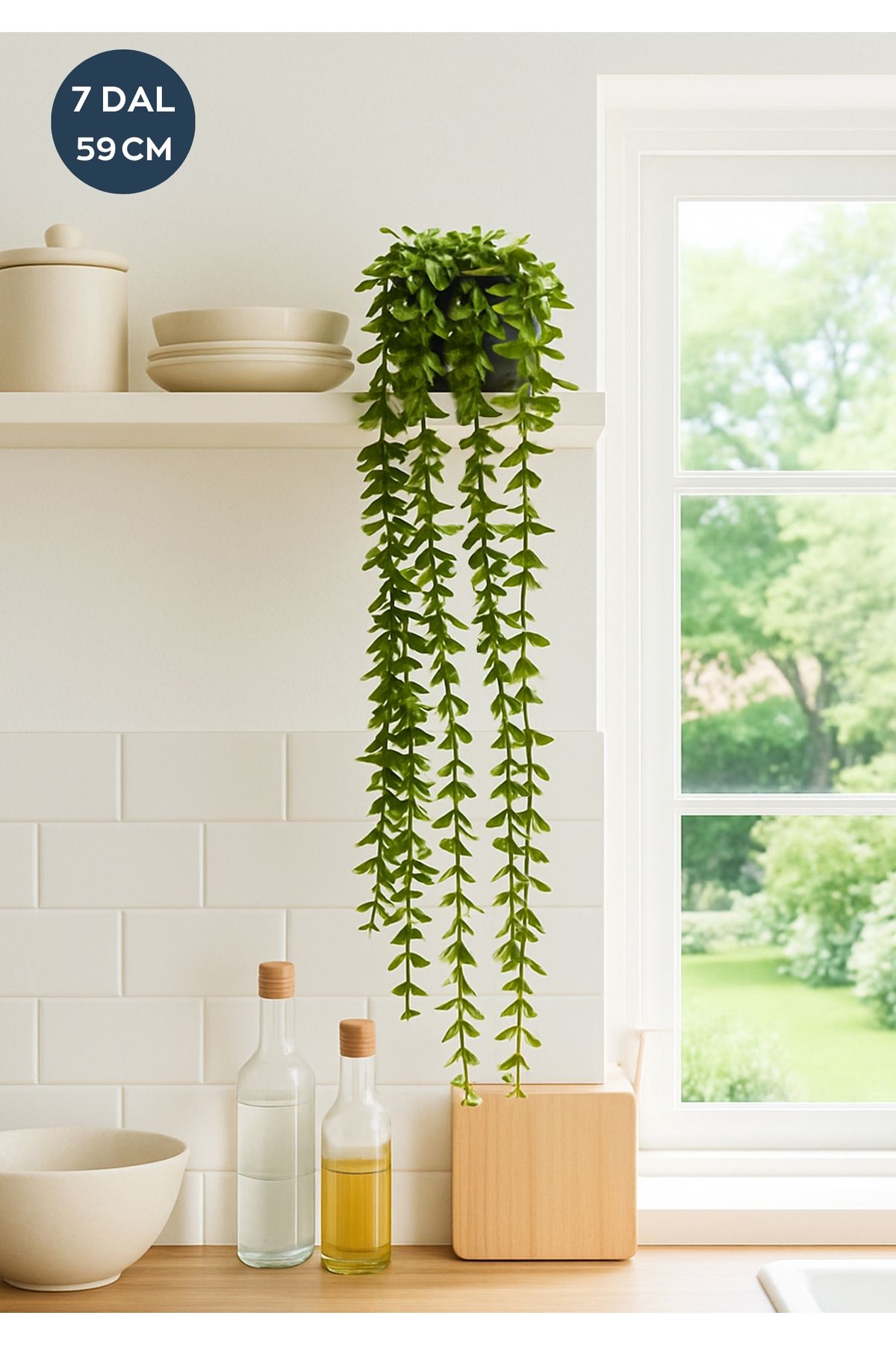 HOMİNG Homing Botanik Esinti Saksıda Yeşil Sarkan Bitki Okaliptus 59 cm