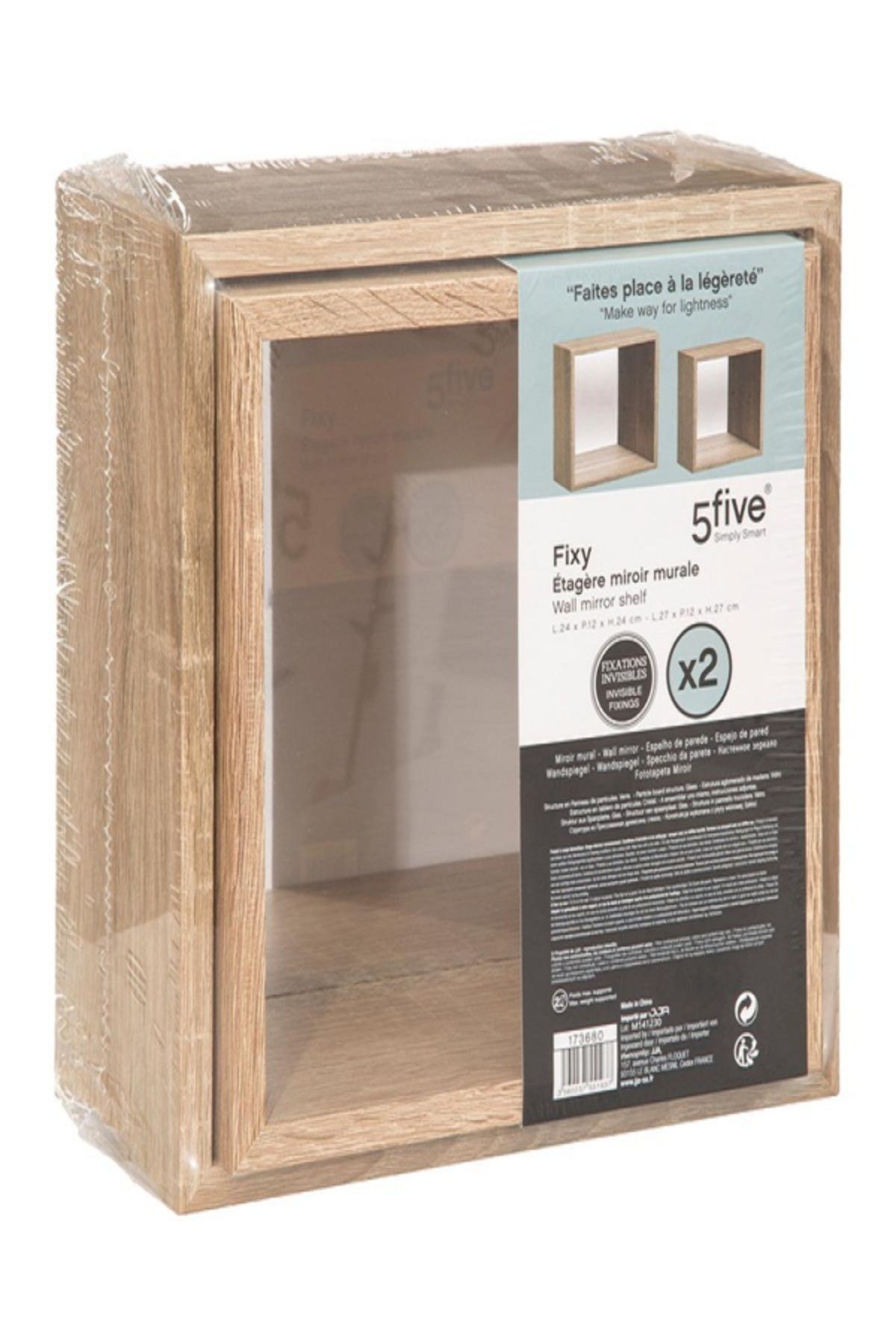 Five Simply Smart-2-Piece Fixy Floating Mirrored Cube Wall Shelf 2