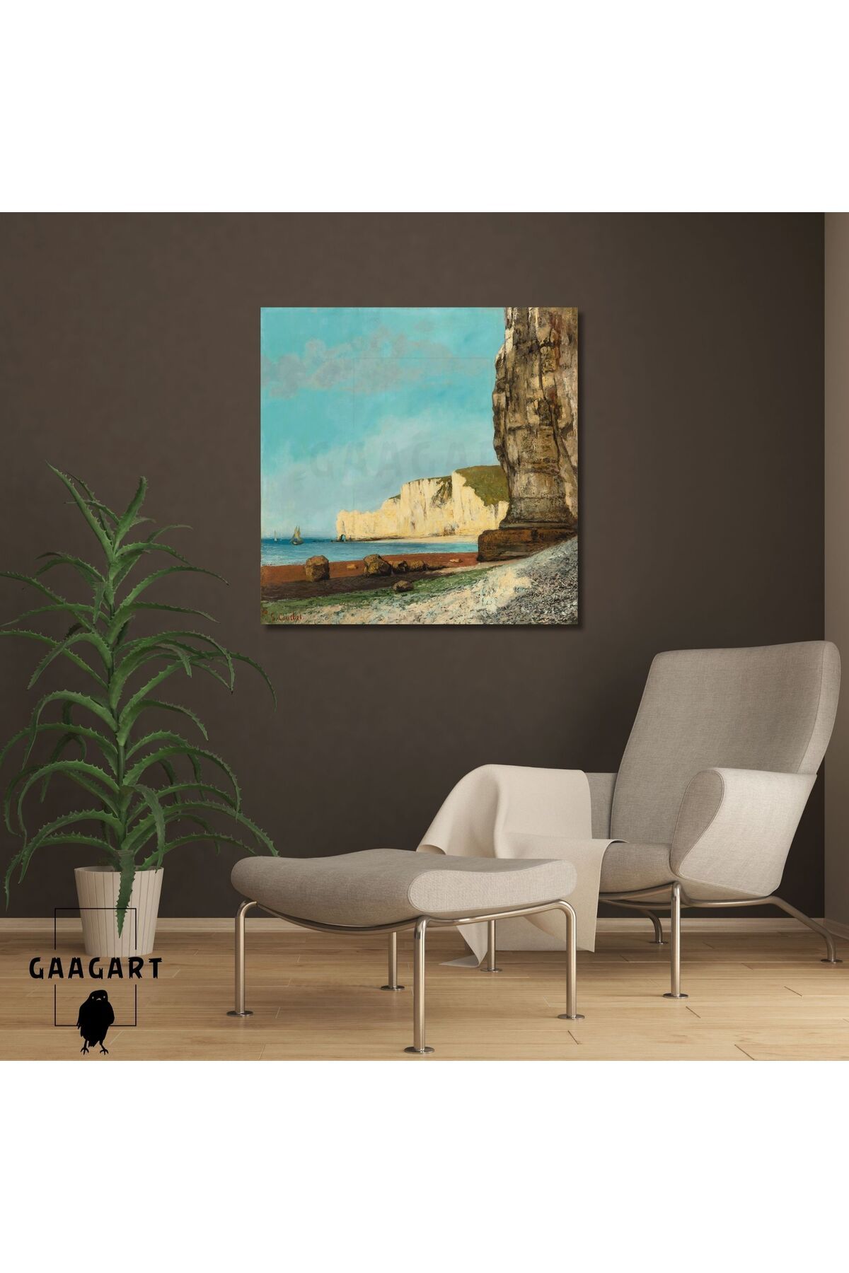 GAAGART Kare Kanvas Tablo Ünlü Eserler Gustave Courbet-Étretat_ Les Falaises (1870)