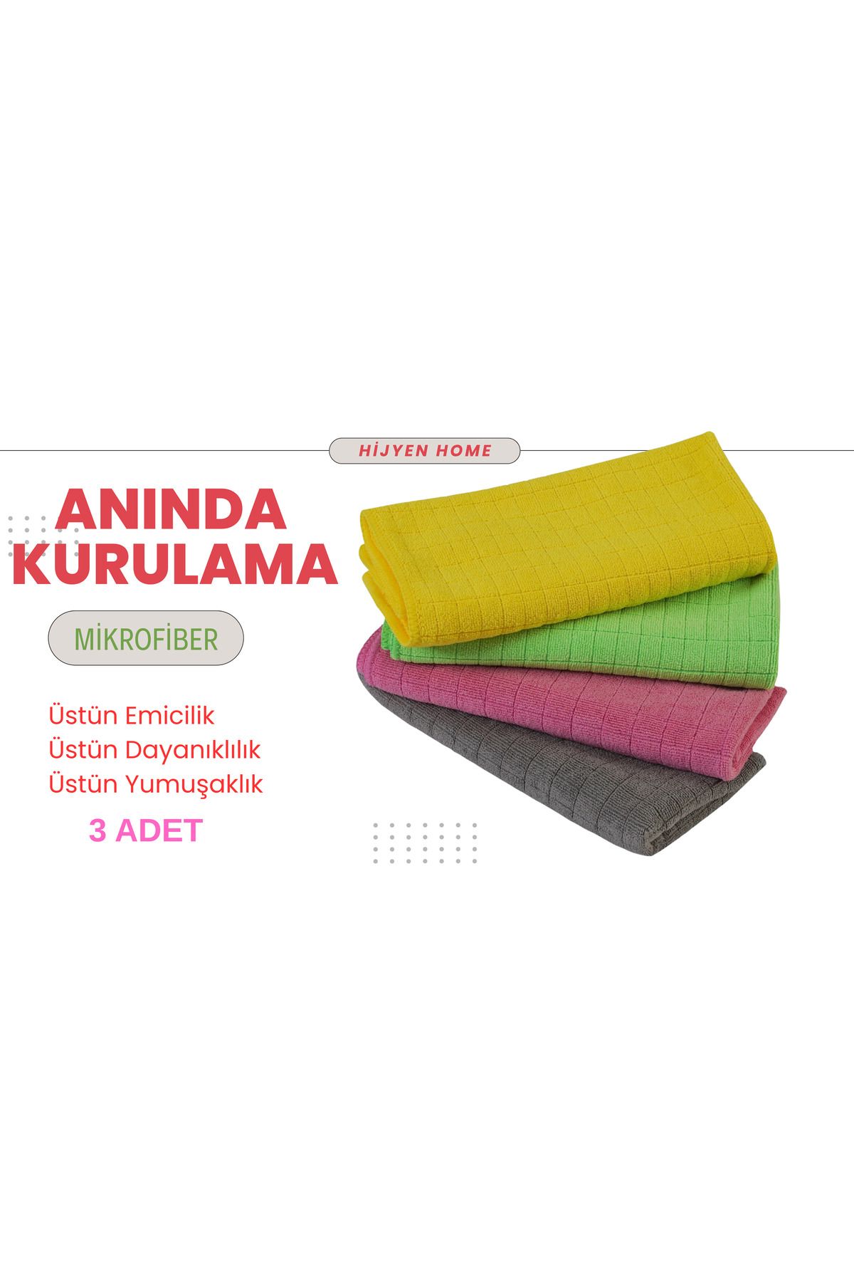 ÜÇTEM ( 3 Adet ) 3'lü Büyük Boy Mikrofiber Bez/Sihirli Bez /Temizlik Bezi 40*40 cm Çok Kullanışlı Bez