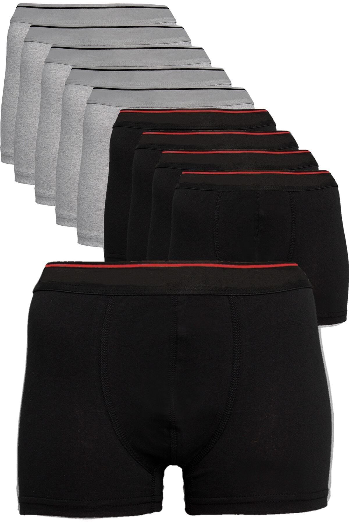 başaranoğlu Erkek Siyah 2 Renk 10'lu Paket Likralı Pamuklu Boxer