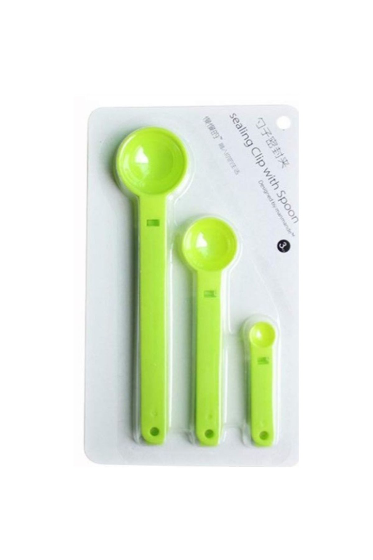 MR RZN STORE Ölçme Kaşıklı Poşet Klipsi 3'lü Paket