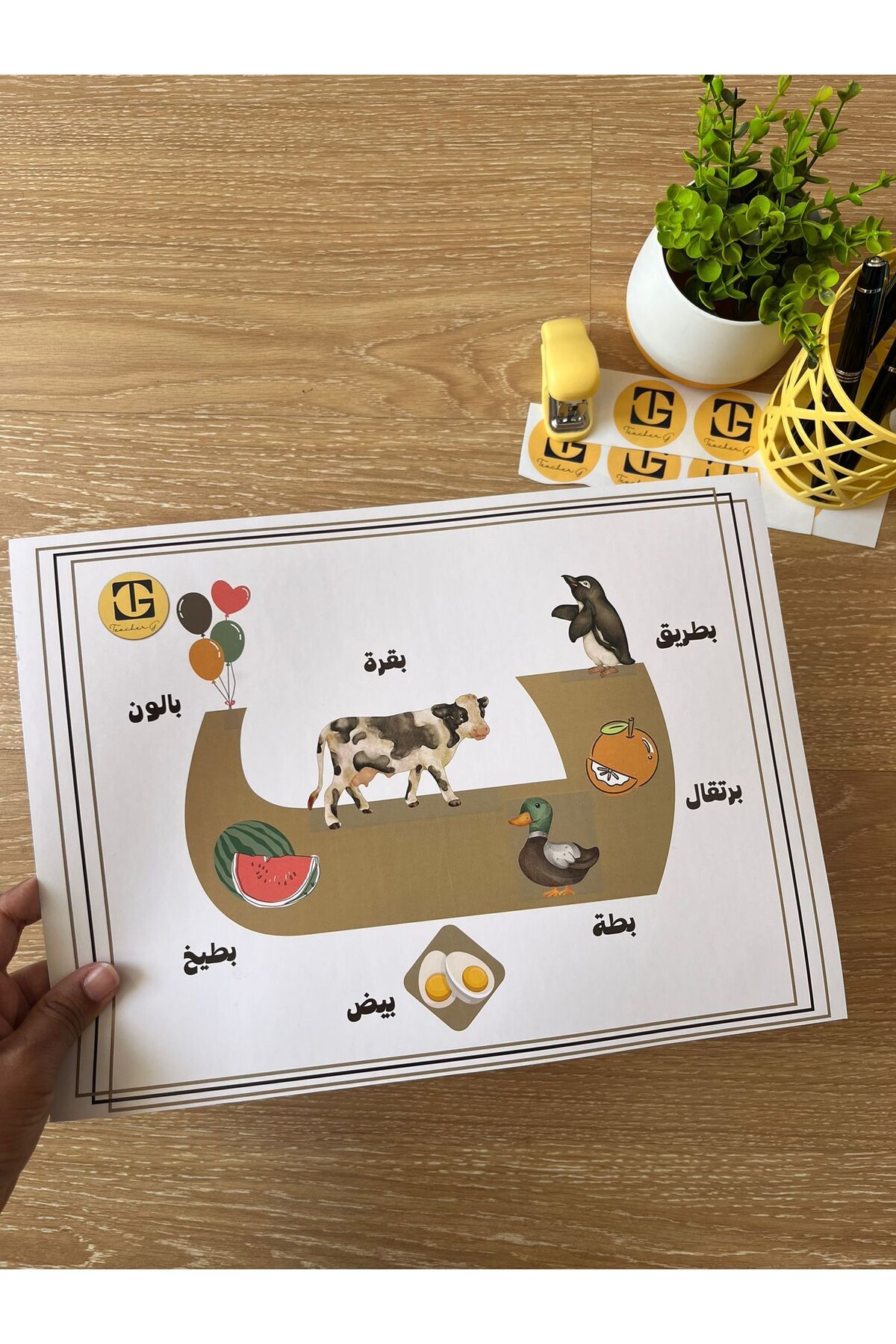 Teacherg game bâ Harfi – Görselli Arapça Eğitim Posteri – (Kelime ve Görsel) (16,5x24cm) 1 adet