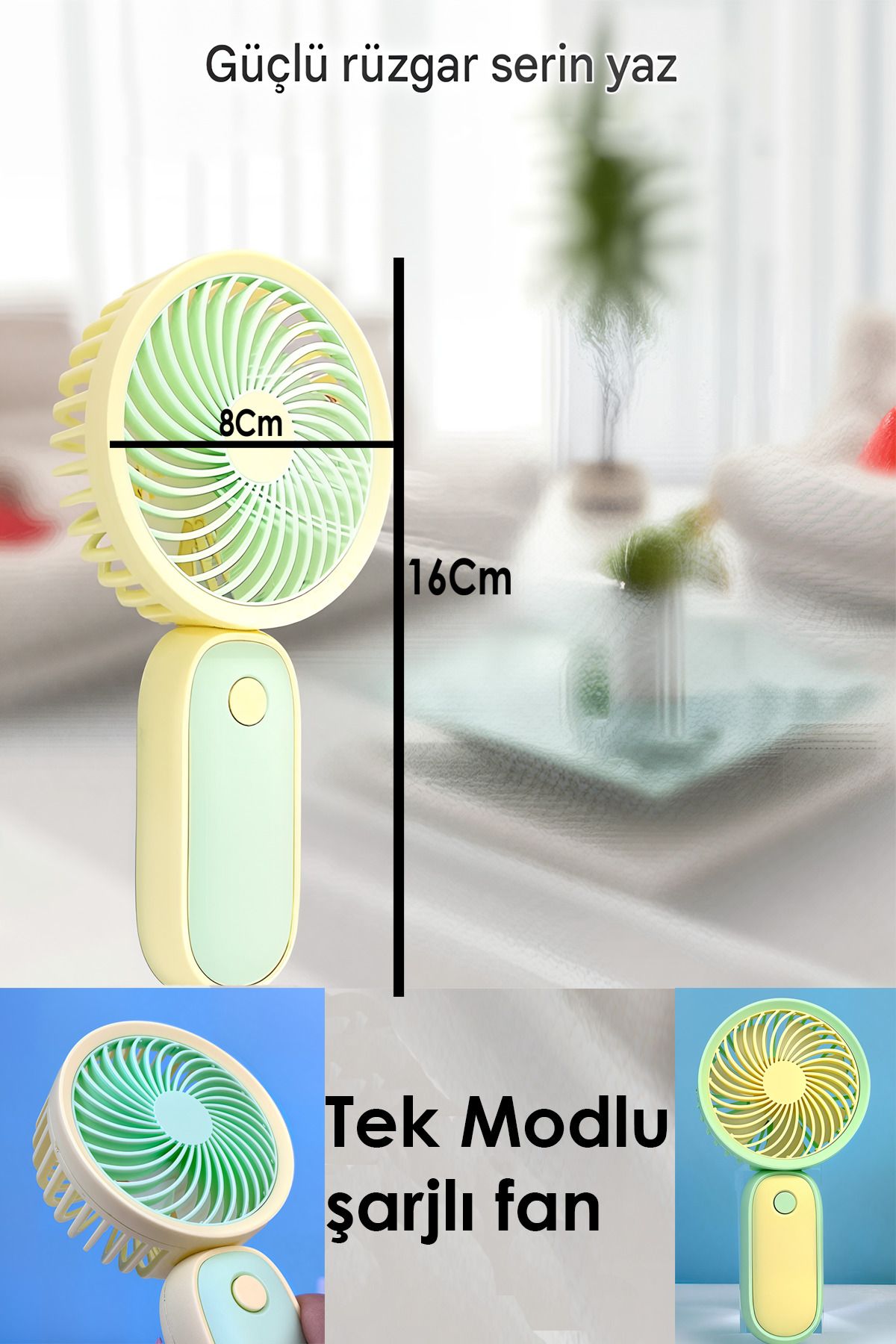 nextbuy Mini ElFanı Masa Fanı Soğutucu 1Modlu Taşınabilir Şarj Edilebilir PratikMini Vantilatör Sarı HQ66-19