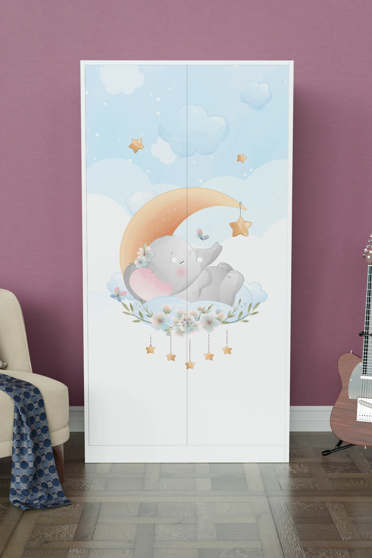 Hediyeler Kapında Minik Rüyacı Design "Calista" Gardırop 5 Raflı Askılı Çocuk Odasi Elbise Dolabı fotoğrafı 2 (önizleme)