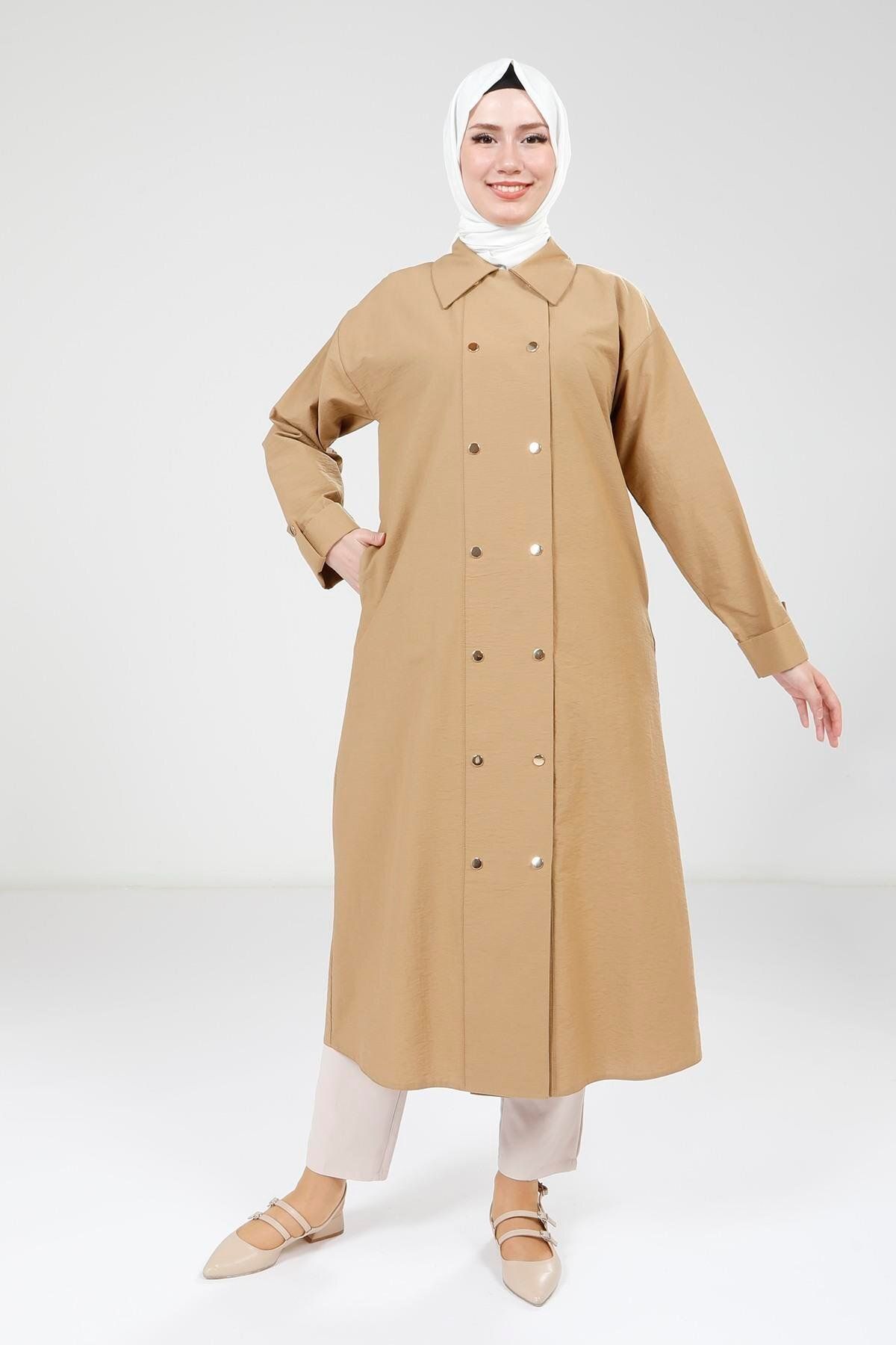 Beyza Düğmeli Camel Renk Giy Çık 9234