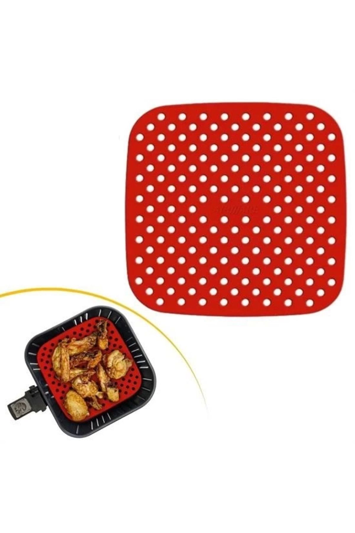 Modafiks Renkli Isıya Dayanıklı Yıkanılabilir Silikon Fırın Ve Airfryer Kare Pişirme Matı 21,5 Cm