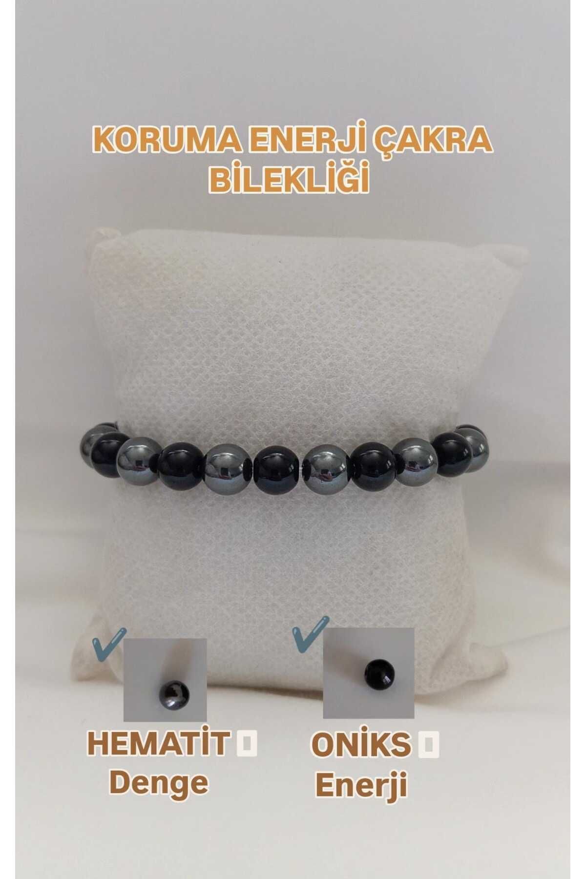 berceste İS BERCESTE DOĞAL TAŞ KORUMA ENERJİ ÇAKRA BİLEKLİĞİ [Hemotit, Oniks Doğal Taş Hediyelik]