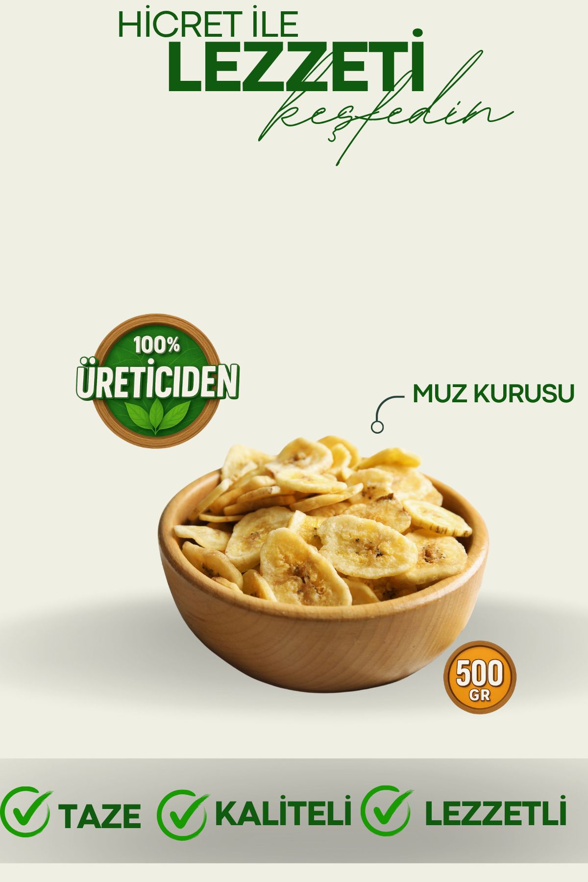hicret Muz Kurusu 500 Gr - Atıştırmalık Kuru Meyve