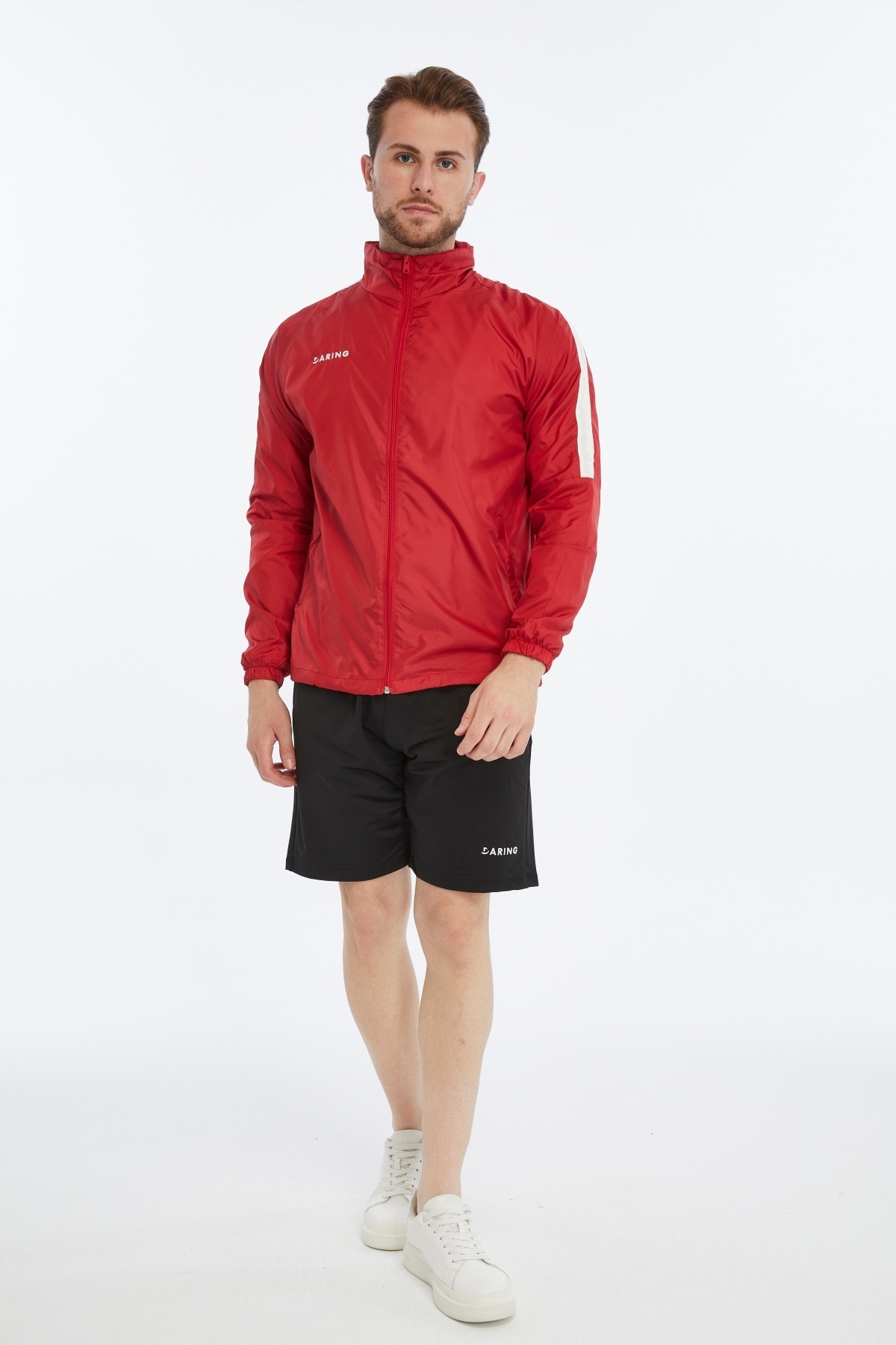 ASM SPOR Darıng - Haină De Ploaie Roșie Impermeabilă Pentru Bărbați - Ușoară, Cu Fermoar, Cu Glugă Masculin - XL