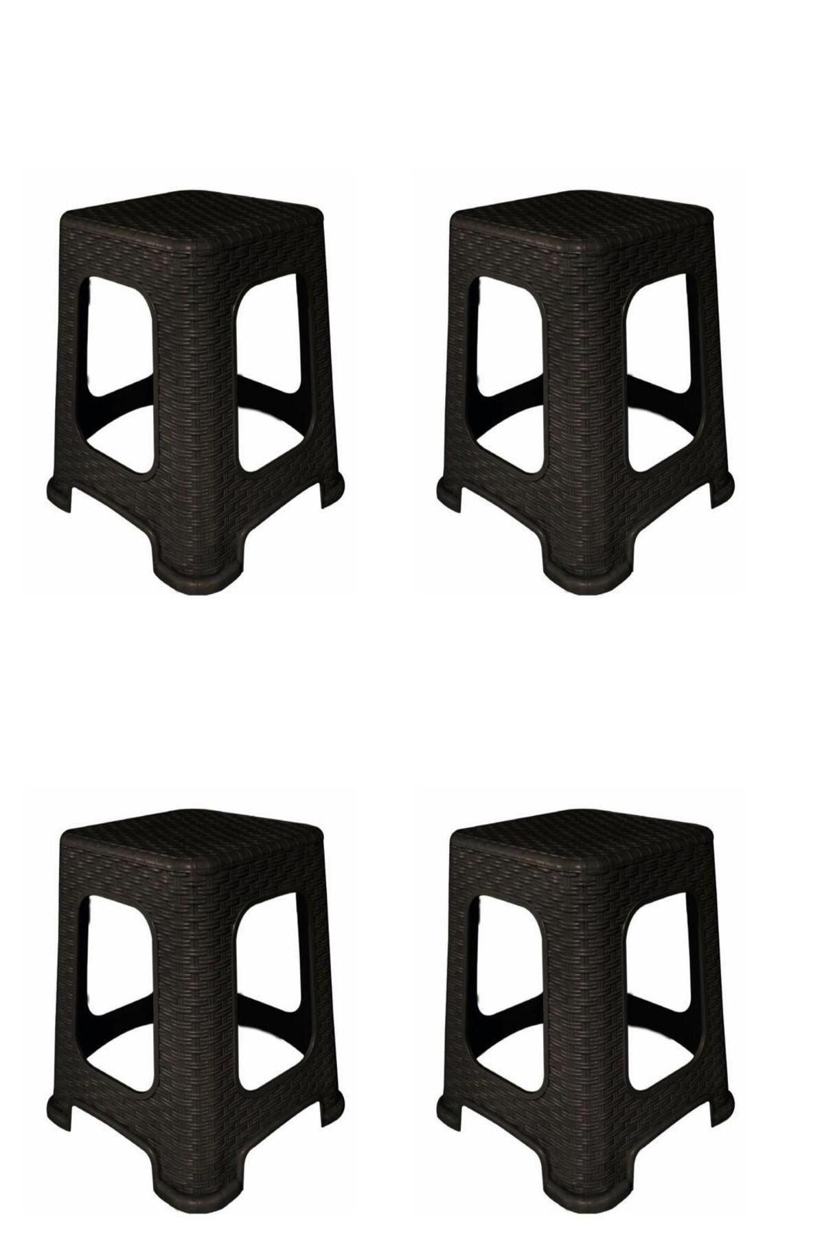 regnum plastik (4 Adet ) A+KALİTE Rattan Tabure Renk Kodu (Kahverengi)