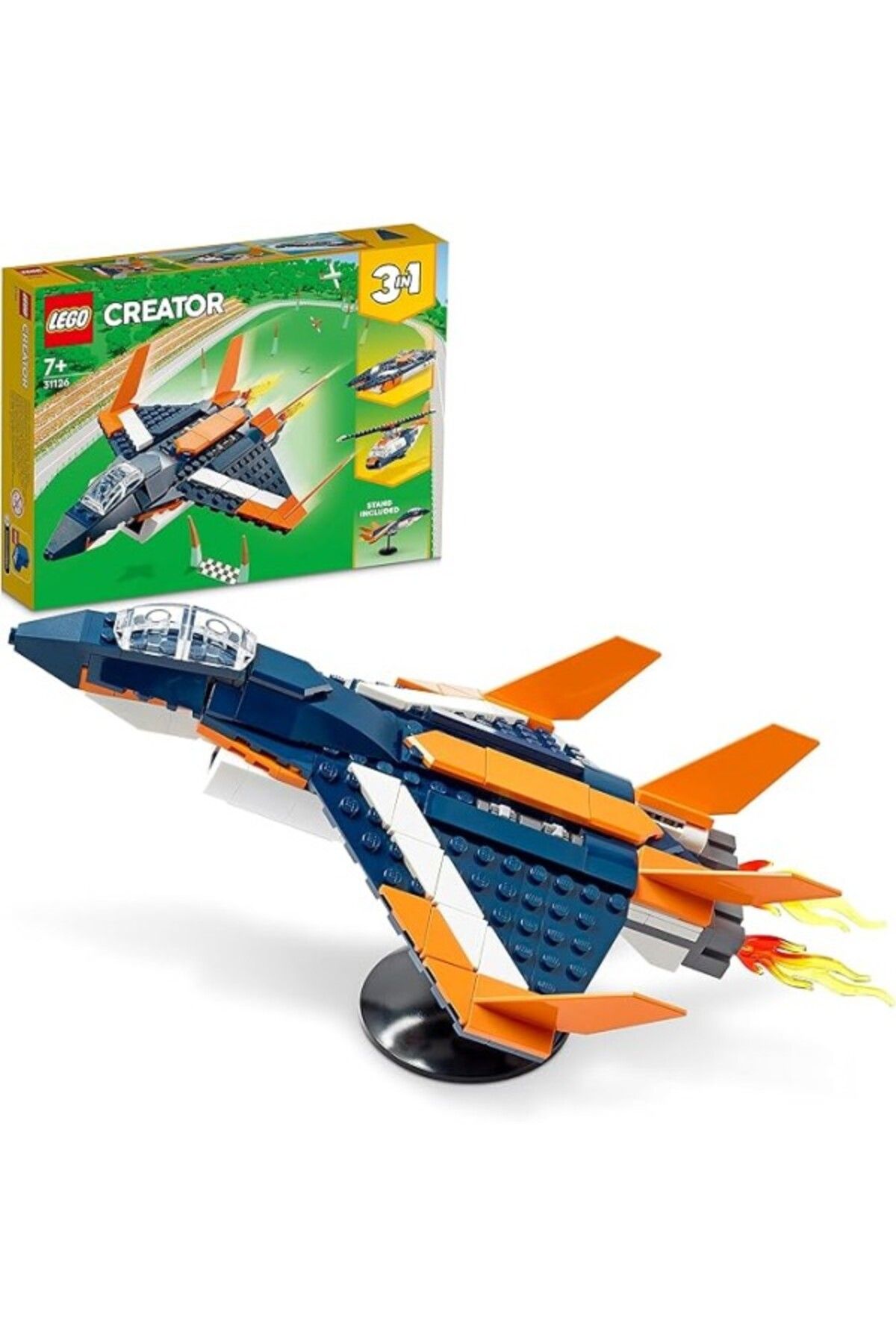ShopZum Lego® Creator 3’Ü 1 Arada Süpersonik Jet 31126-7 Yaş Ve Üzeri Çocuklar Jet Uçağı, Helikopter Ve