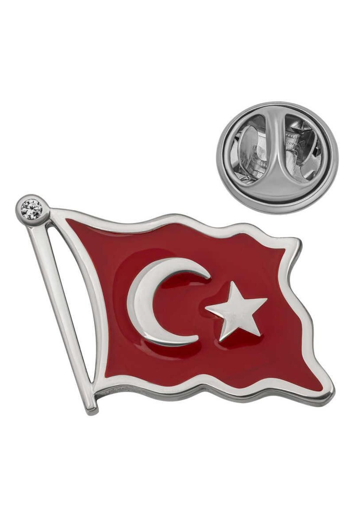 supertrend Süpertrend Gümüş Türk Bayrağı Rozet