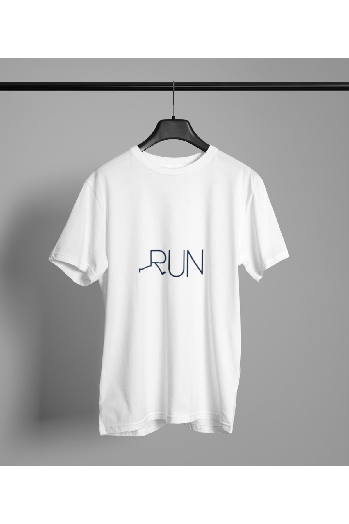MAGORS RUN BASKILI BİSİKLET YAKA PAMUKLU OVERSIZE KALIP KISA KOLLU KADIN VE ERKEK TSHIRT