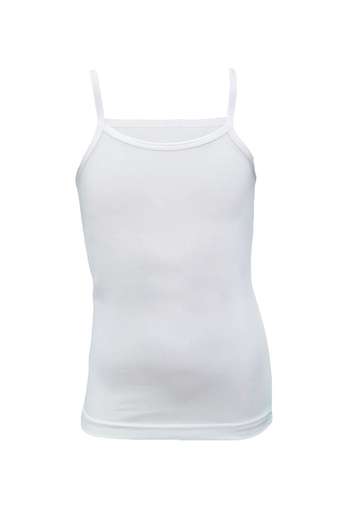 Onurel-5-Piece Girl's White String Strap Lycra Plain Patternless Undershirt 2