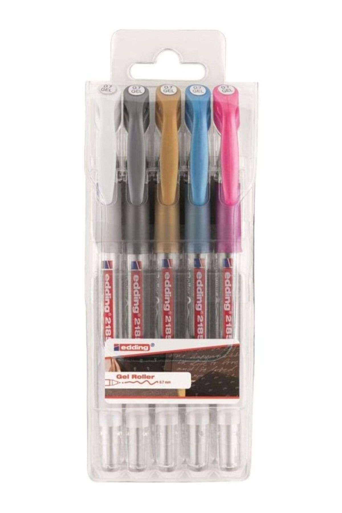 ShopZum 2185 Jel Roller - Altın, Gümüş, Beyaz, Metalik Mavi, Metalik Pembe - 5 Kalem - 0,7 Mm