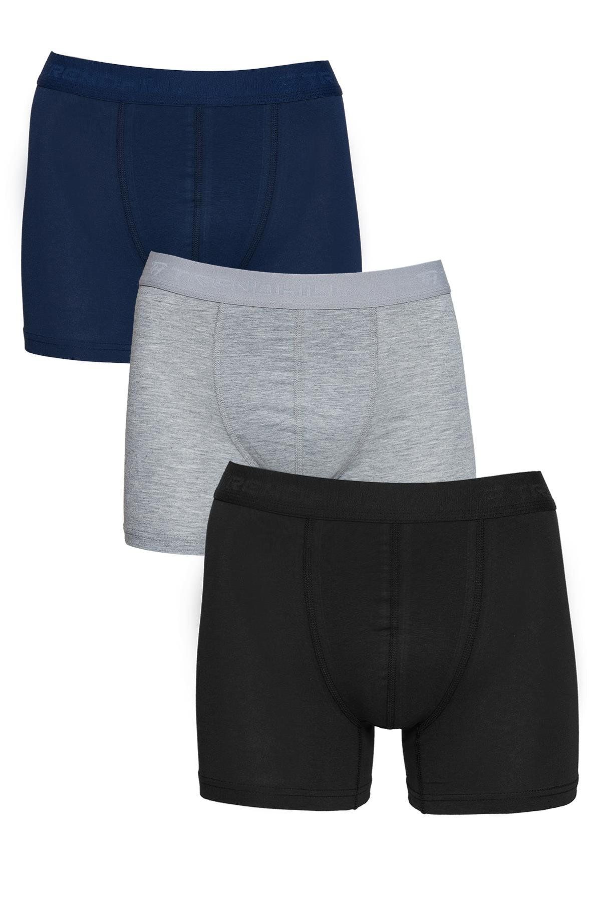 TRENDHİLL Erkek 3'li Pamuklu Likralı Esnek Kumaş Boxer Set 7811-3