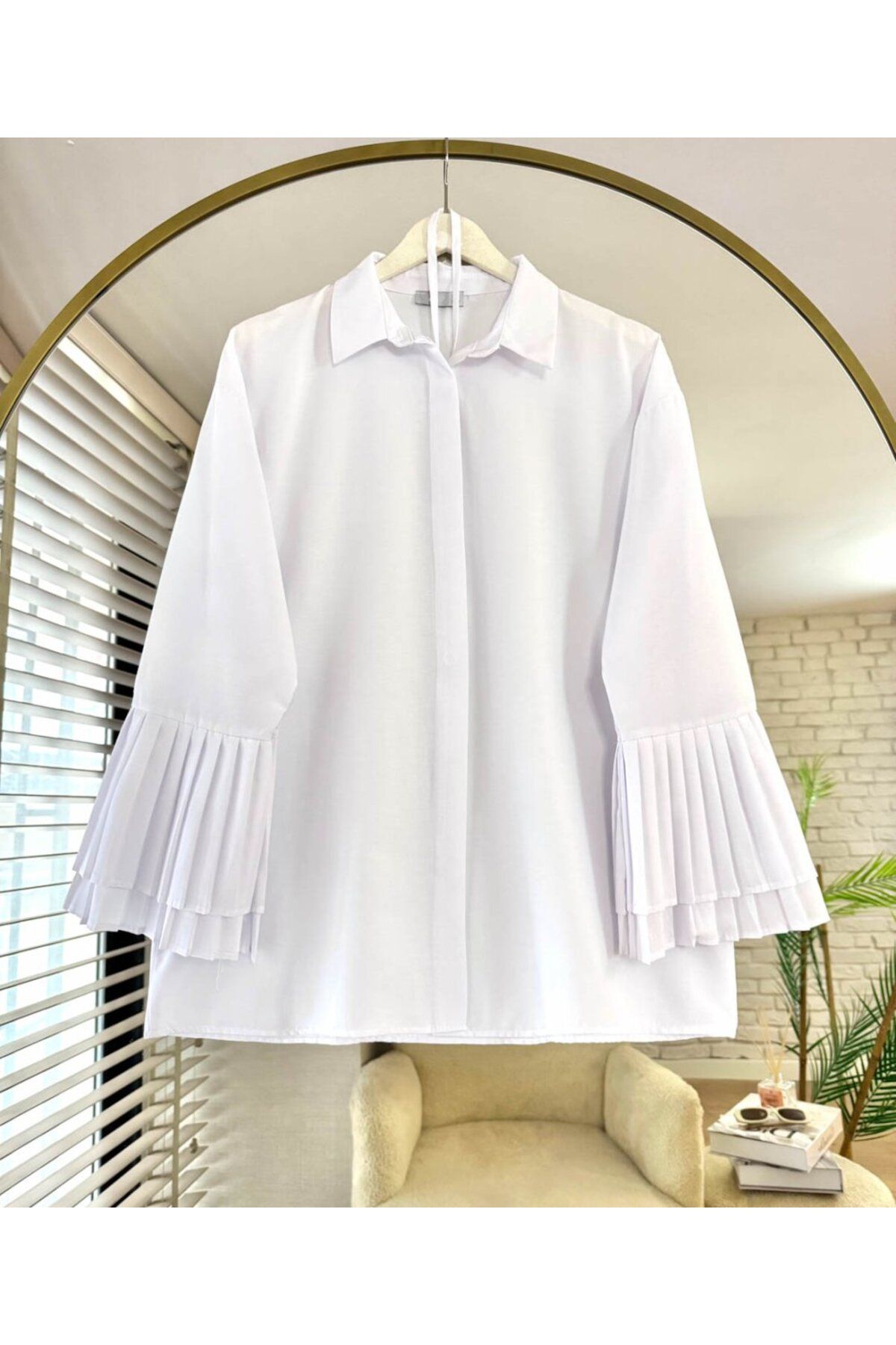 ensade " Oversize Pile Kol Kadın Gömlek Modeli"