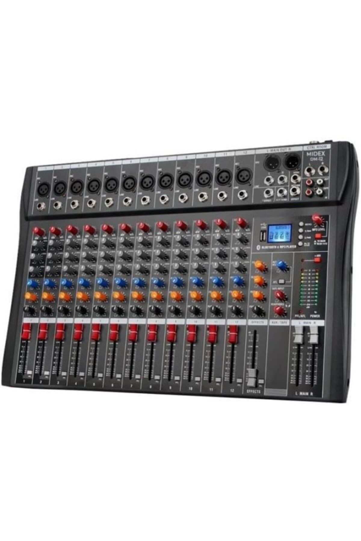ShopZum Midex Mix Dm-12 Deck Mikser 12 Kanal Ses Mikseri (BLUETOOTH USB EFEKT)