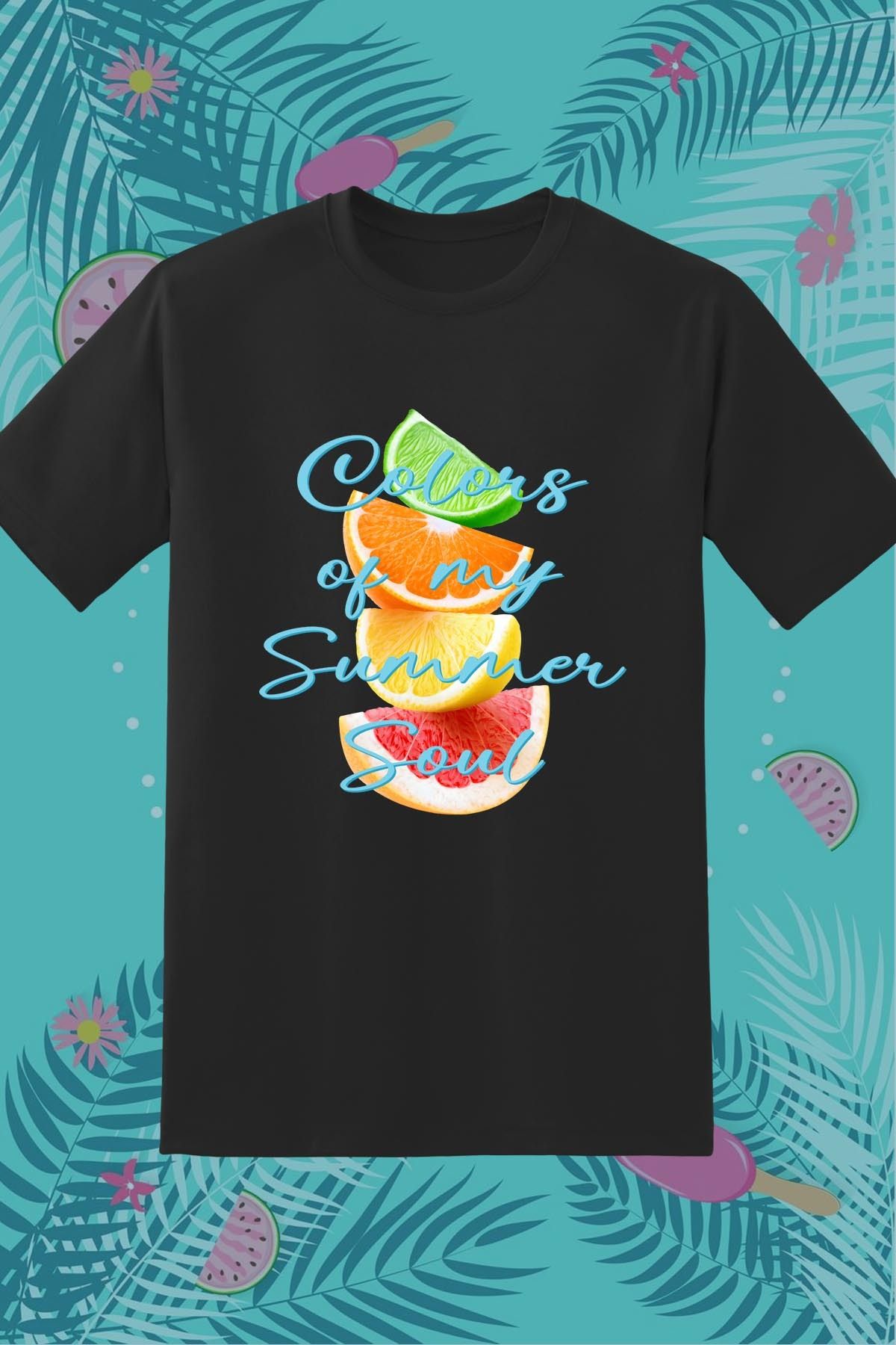 362BASKI Yaz Temalı Colors Of My Summer Soul Baskılı Tshirt